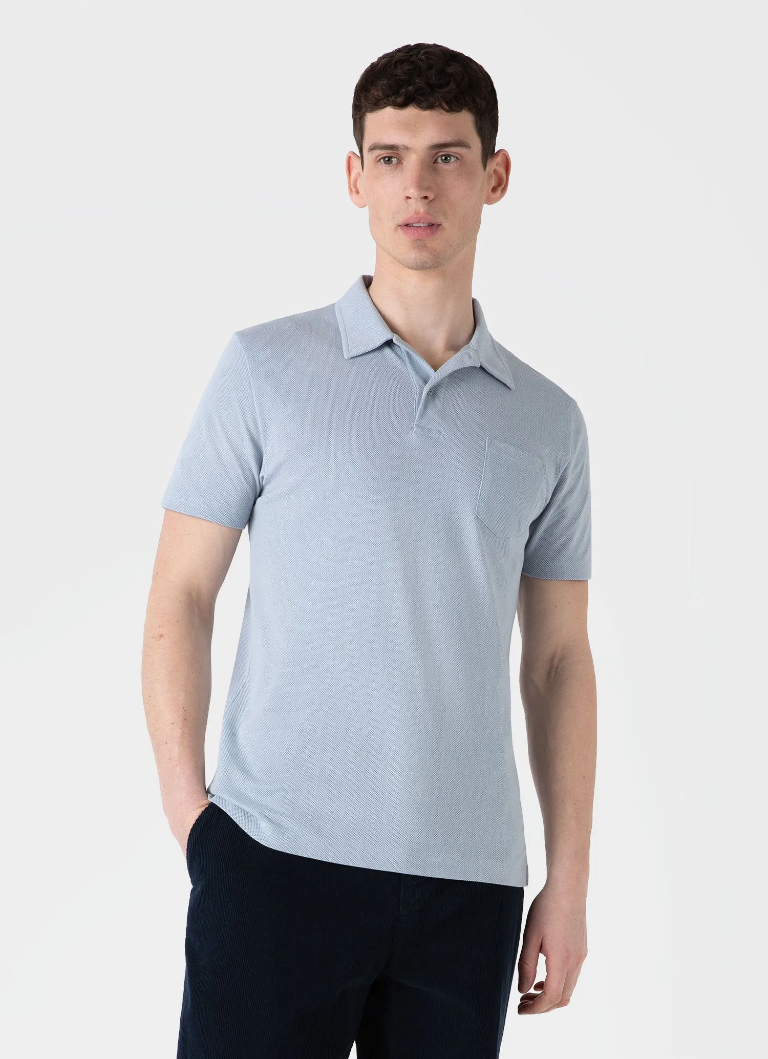 Men's Riviera Polo Shirt in Smoke Blue sold by Sunspel product image thumbnail 2