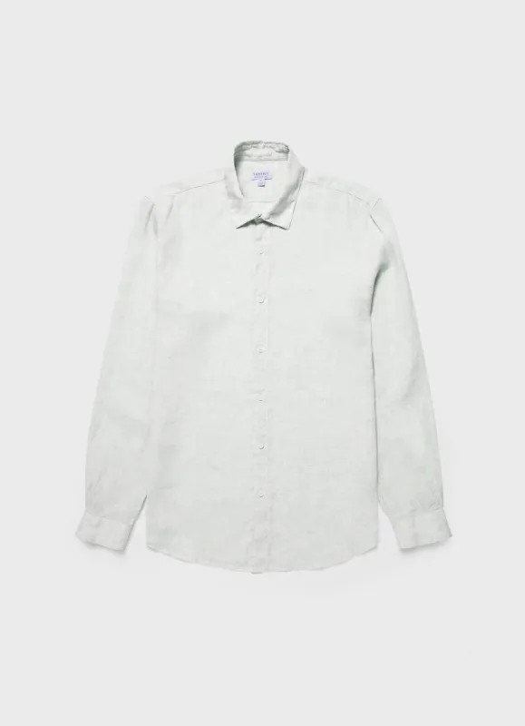 Men's Linen Shirt in Oatmeal Melange sold by Sunspel