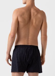 Men's Classic Print Boxer Shorts in Navy Mini Dots sold by Sunspel