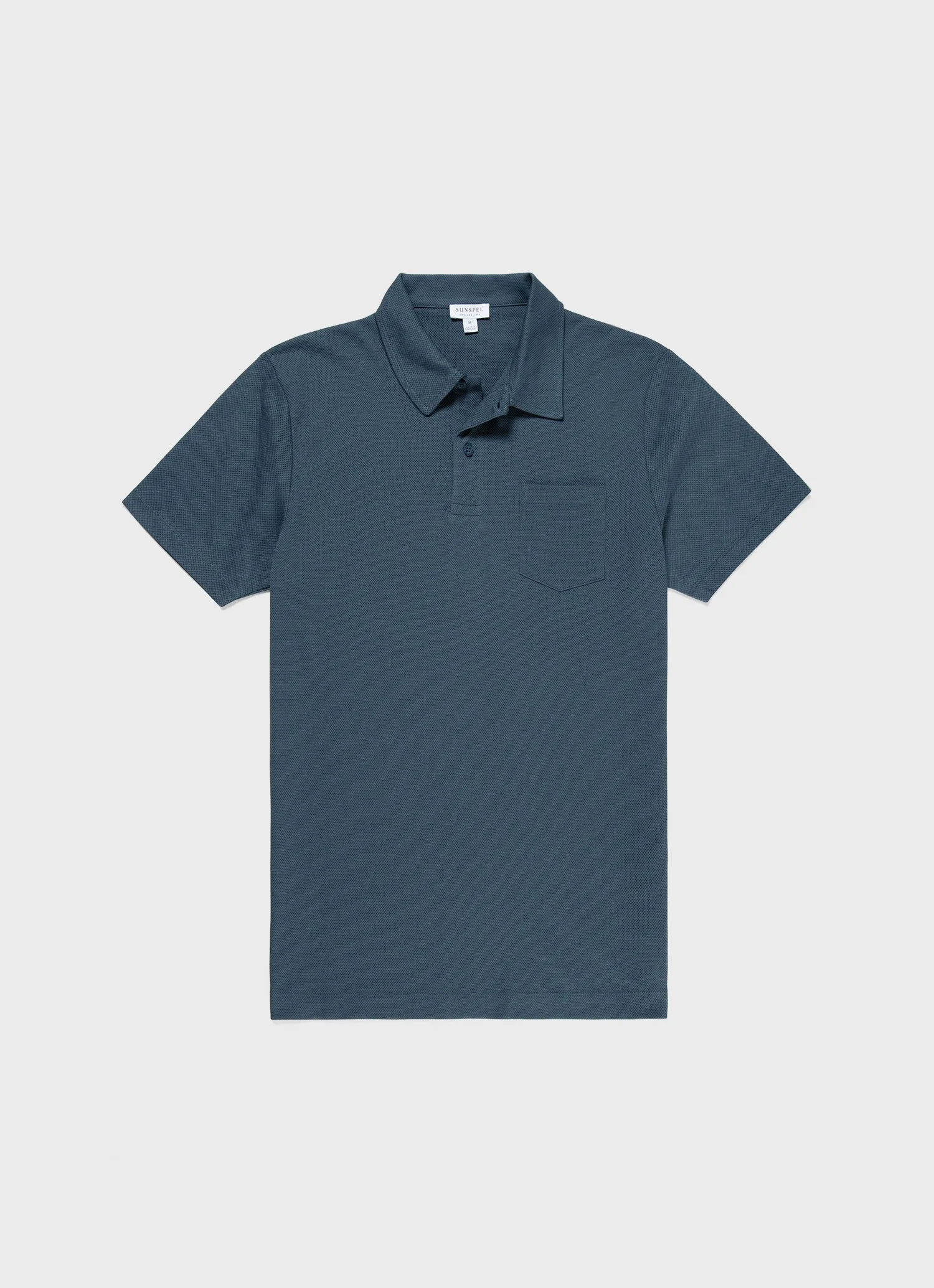 Men's Riviera Polo Shirt in Dark Petrol sold by Sunspel