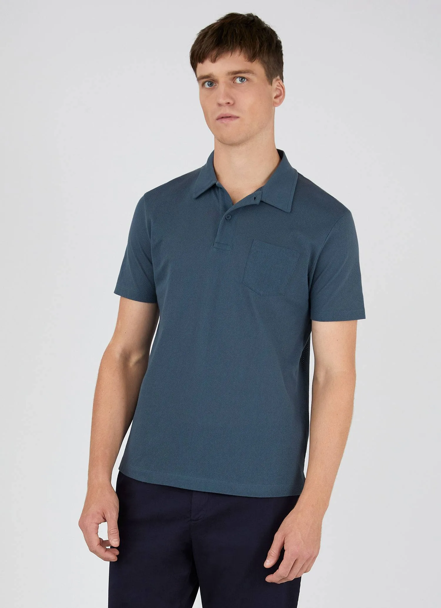Men's Riviera Polo Shirt in Dark Petrol sold by Sunspel product image thumbnail 2