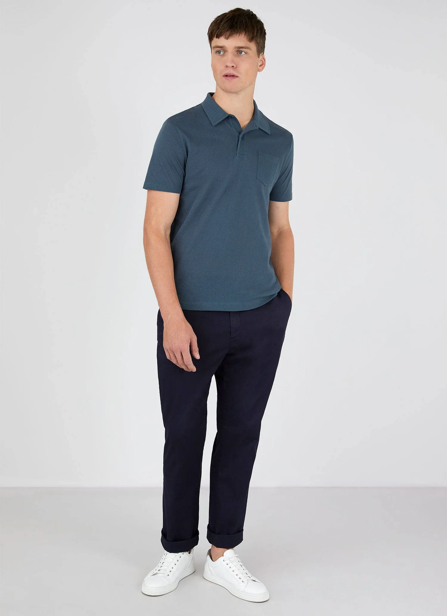 Men's Riviera Polo Shirt in Dark Petrol sold by Sunspel product image thumbnail 3
