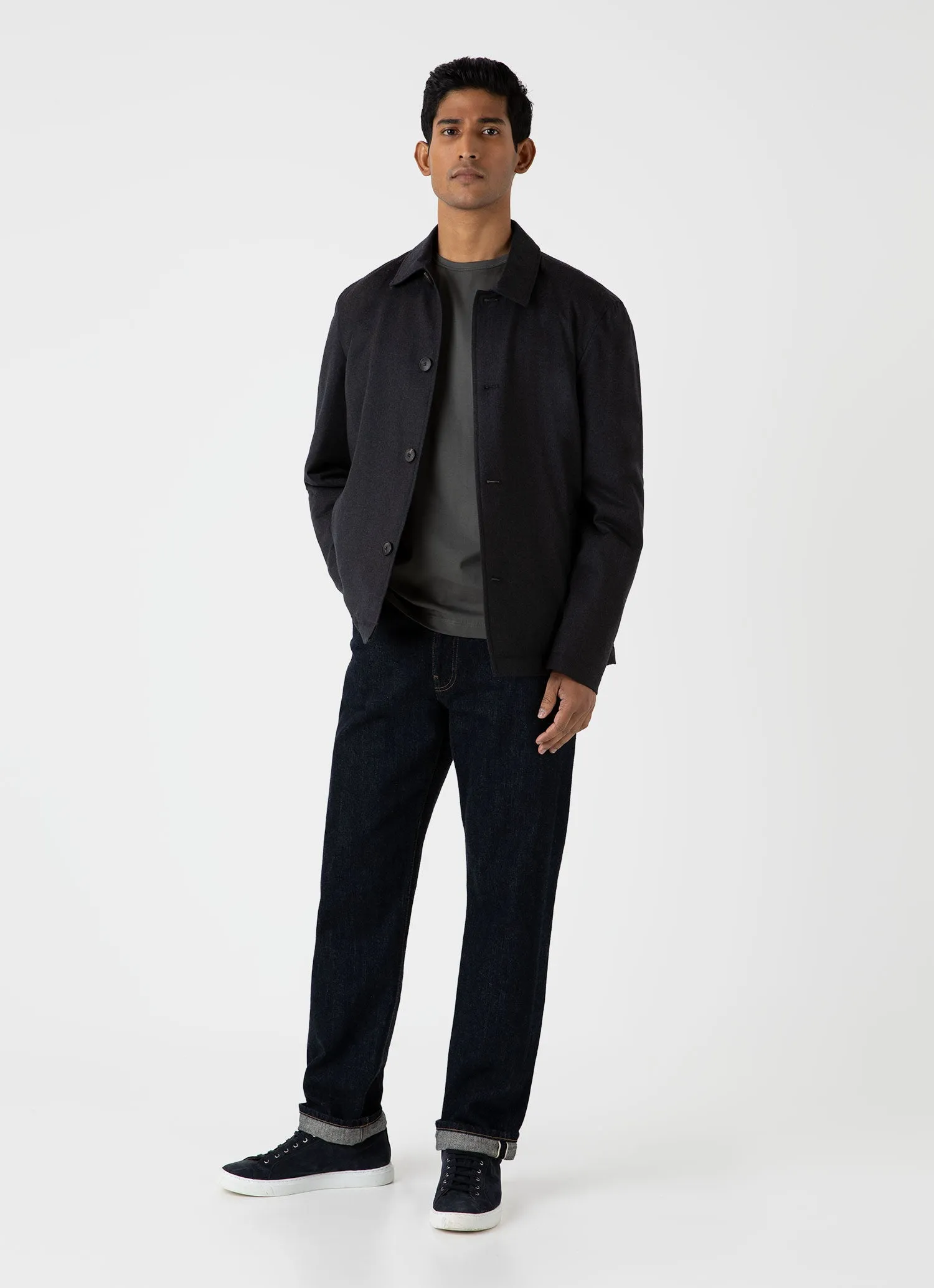 Men's Classic T-shirt in Drill Green sold by Sunspel product image thumbnail 3