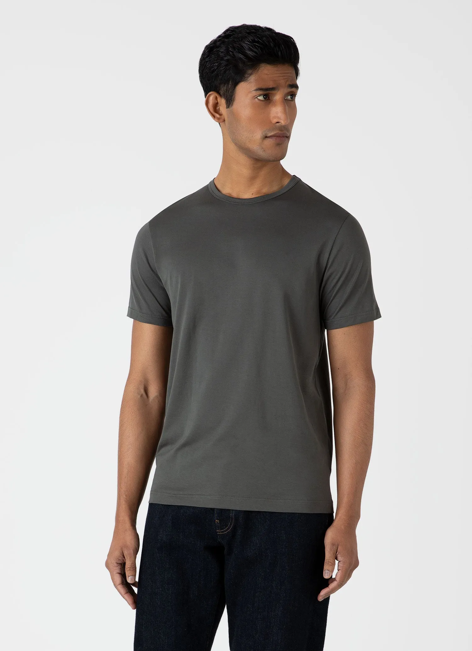 Men's Classic T-shirt in Drill Green sold by Sunspel product image thumbnail 2