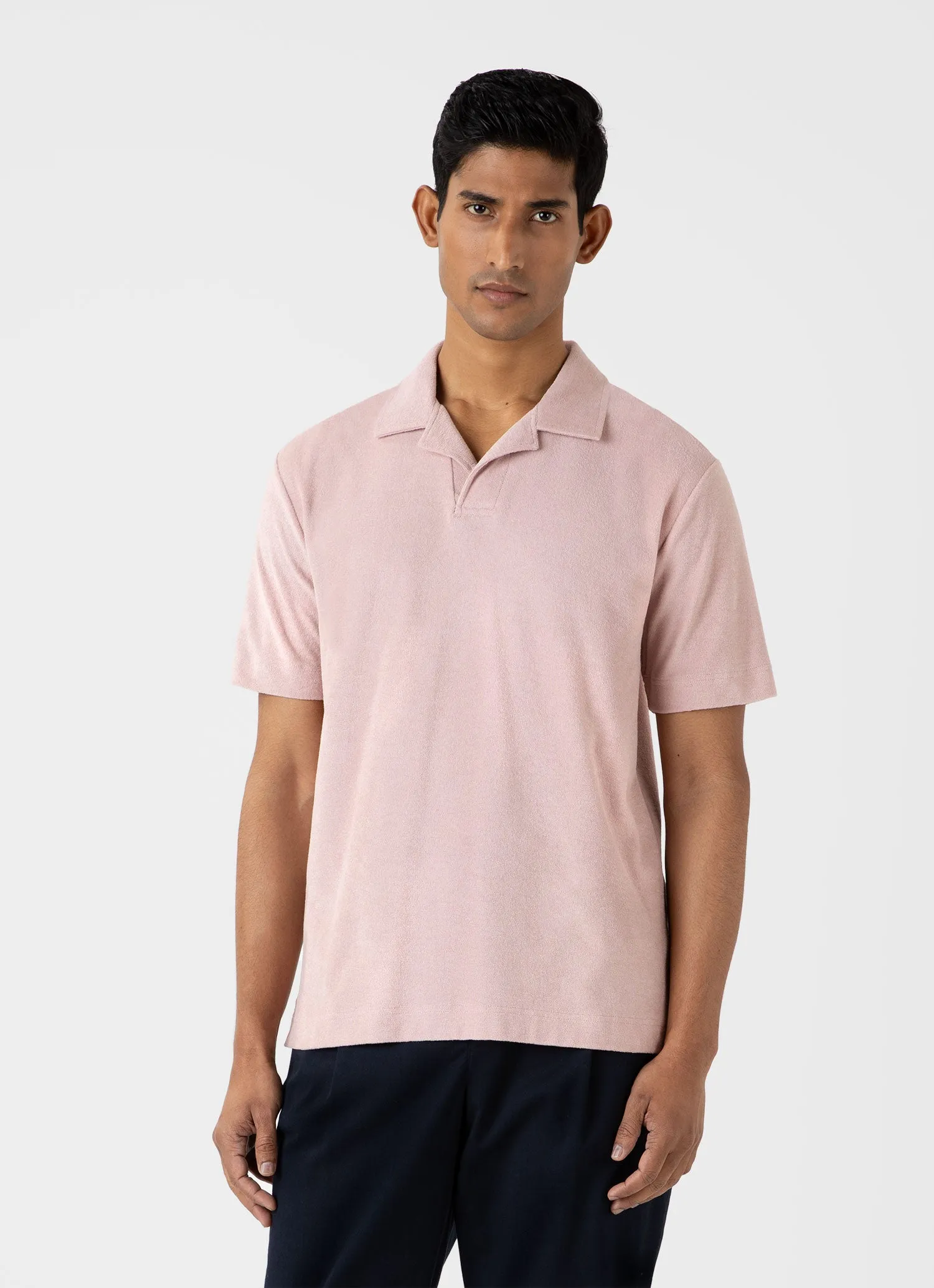 Men's Towelling Polo Shirt in Pale Pink sold by Sunspel product image thumbnail 2