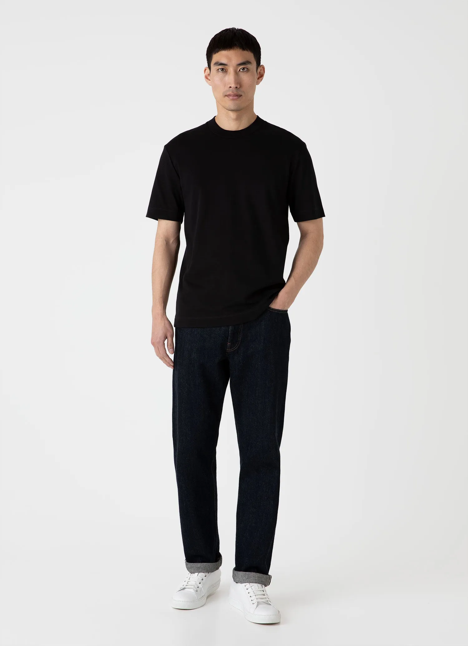 Men's Relaxed Fit Heavyweight T-shirt in Black sold by Sunspel product image thumbnail 3