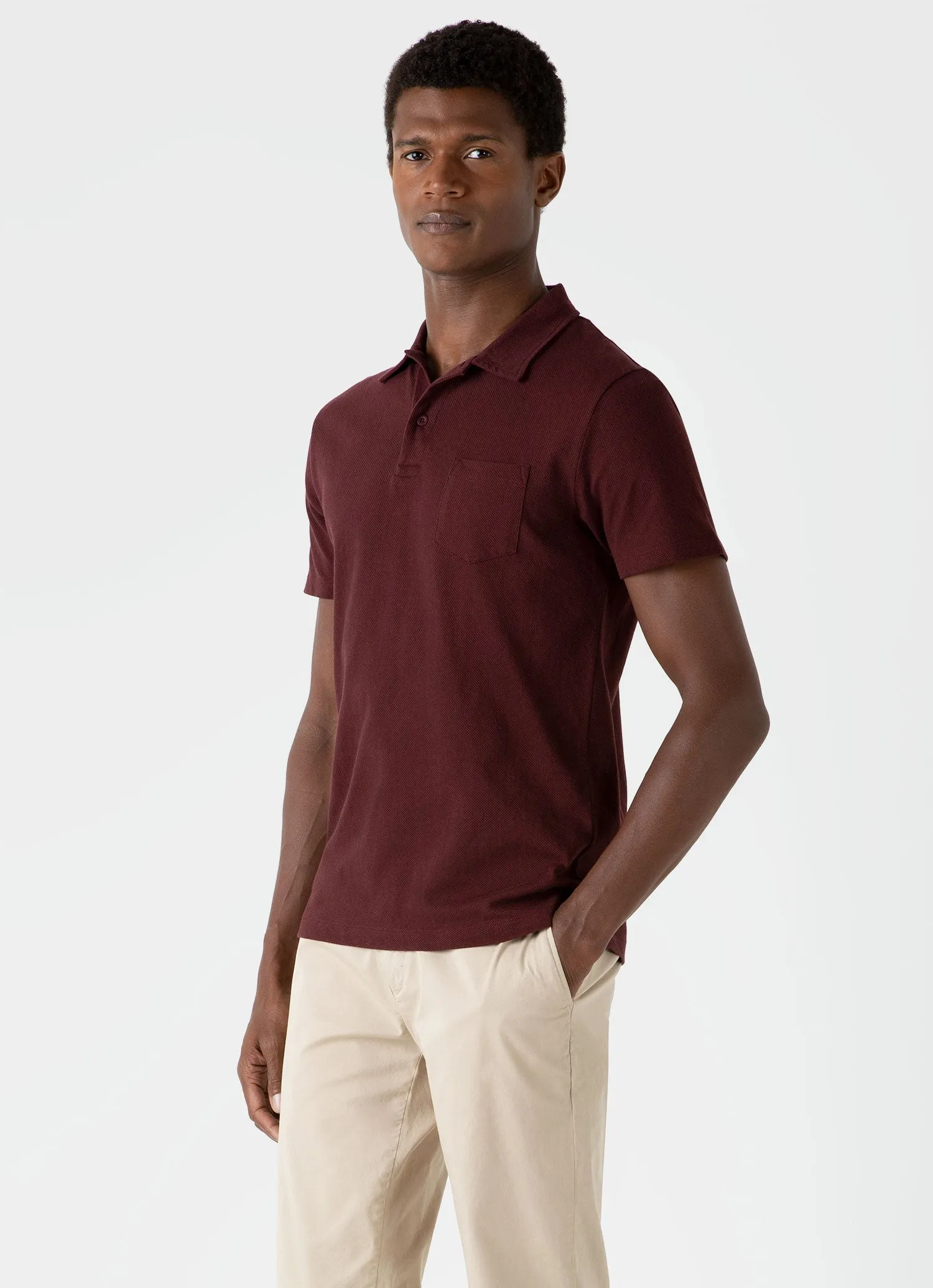 Men's Riviera Polo Shirt in Maroon sold by Sunspel product image thumbnail 2
