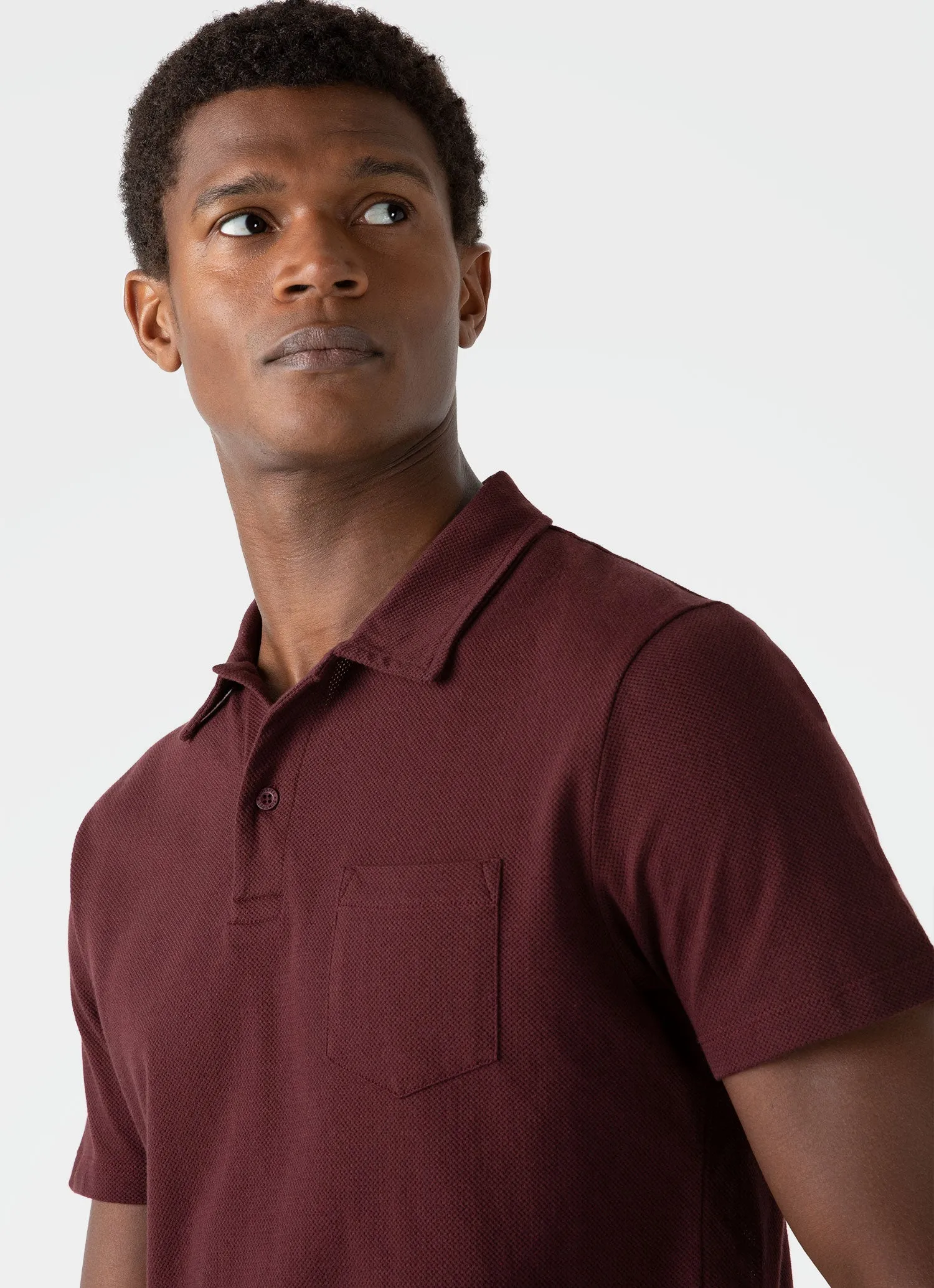 Men's Riviera Polo Shirt in Maroon sold by Sunspel product image thumbnail 5