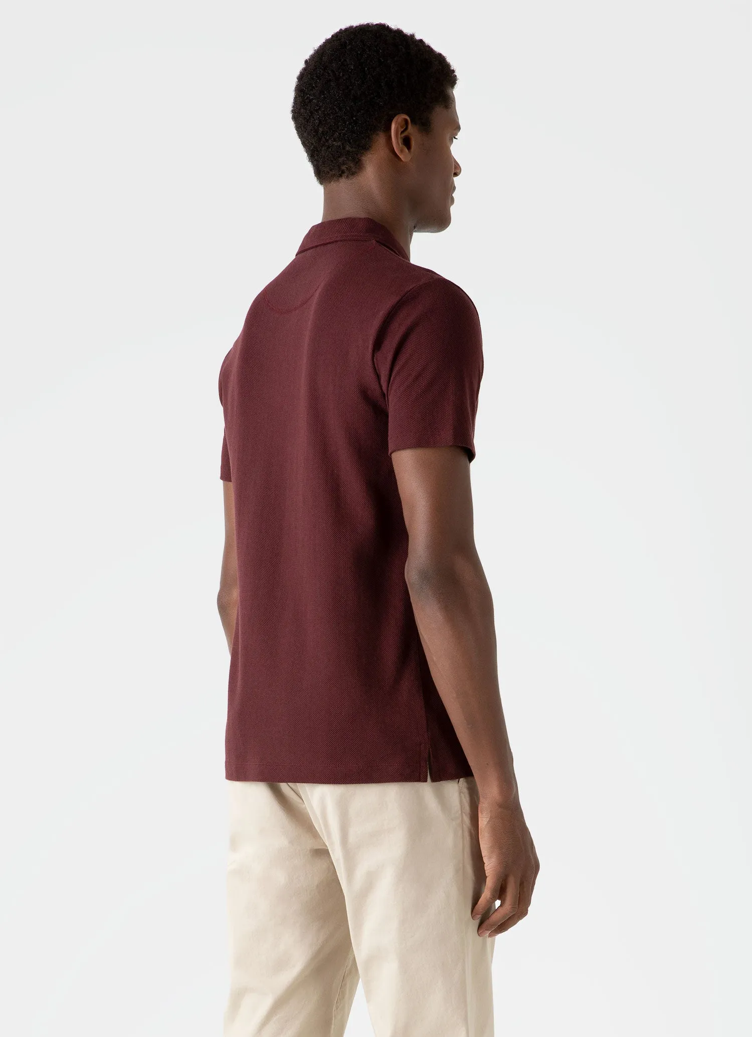 Men's Riviera Polo Shirt in Maroon sold by Sunspel product image thumbnail 4