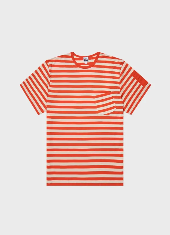 Men's Sunspel x Nigel Cabourn T-shirt in Orange/Stone White sold by Sunspel