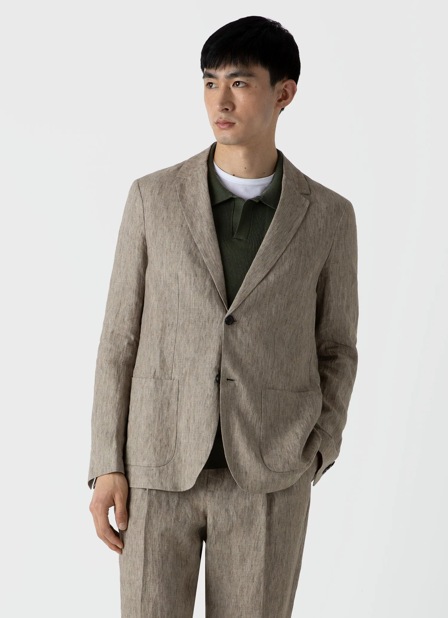 Men's Linen Blazer in Dark Stone sold by Sunspel product image thumbnail 2