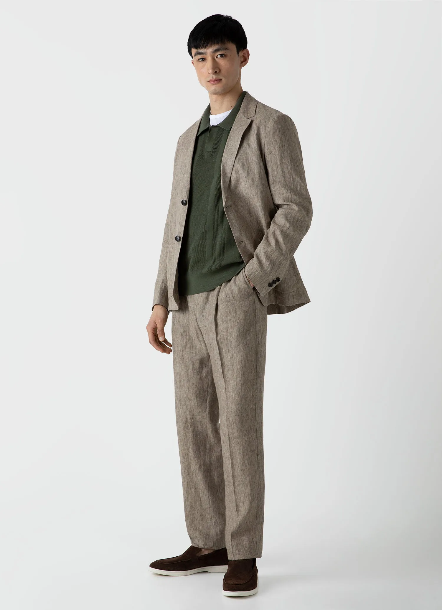 Men's Linen Blazer in Dark Stone sold by Sunspel product image thumbnail 3