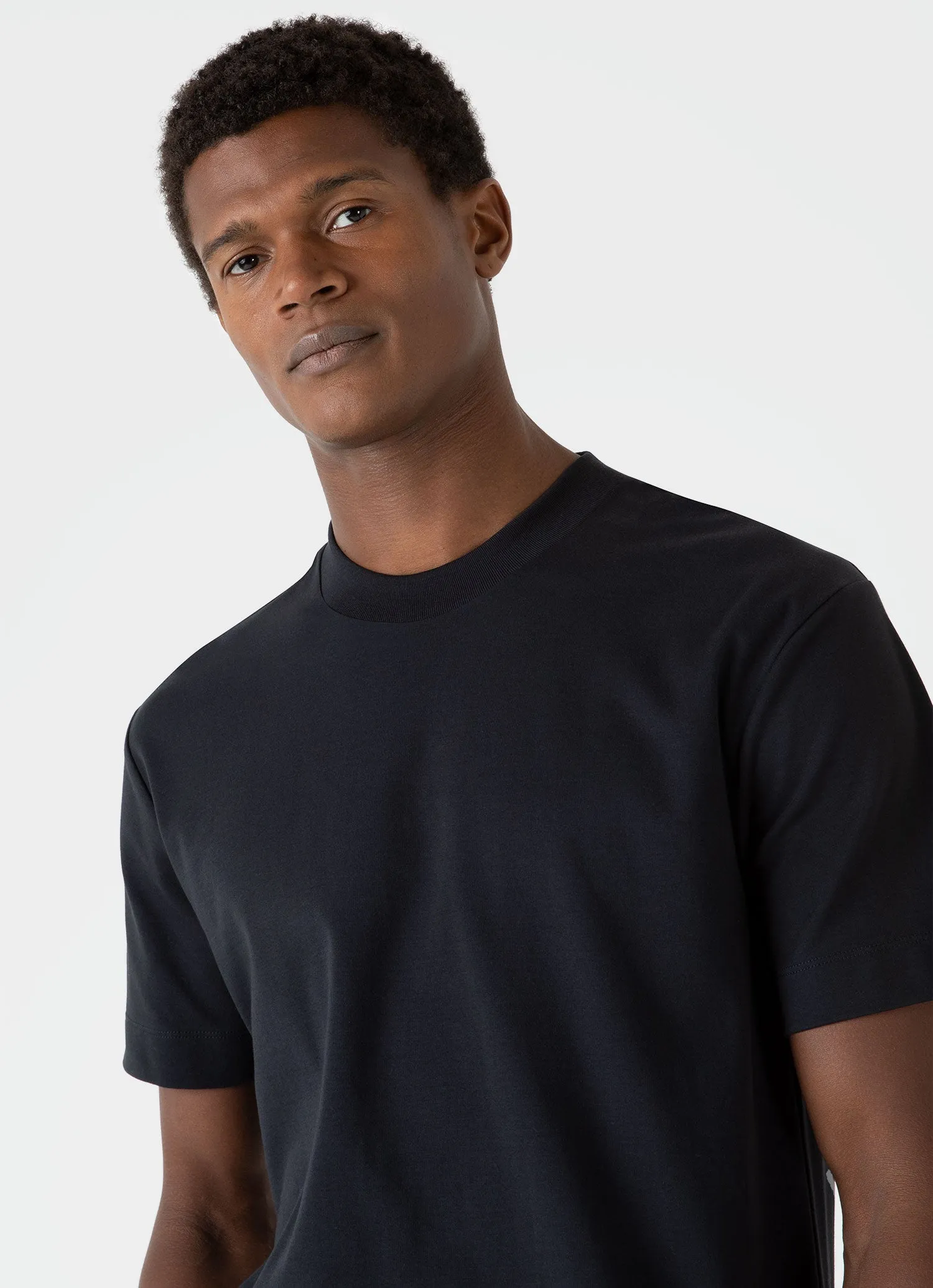 Men's Brushed Cotton T-shirt in Black sold by Sunspel product image thumbnail 5