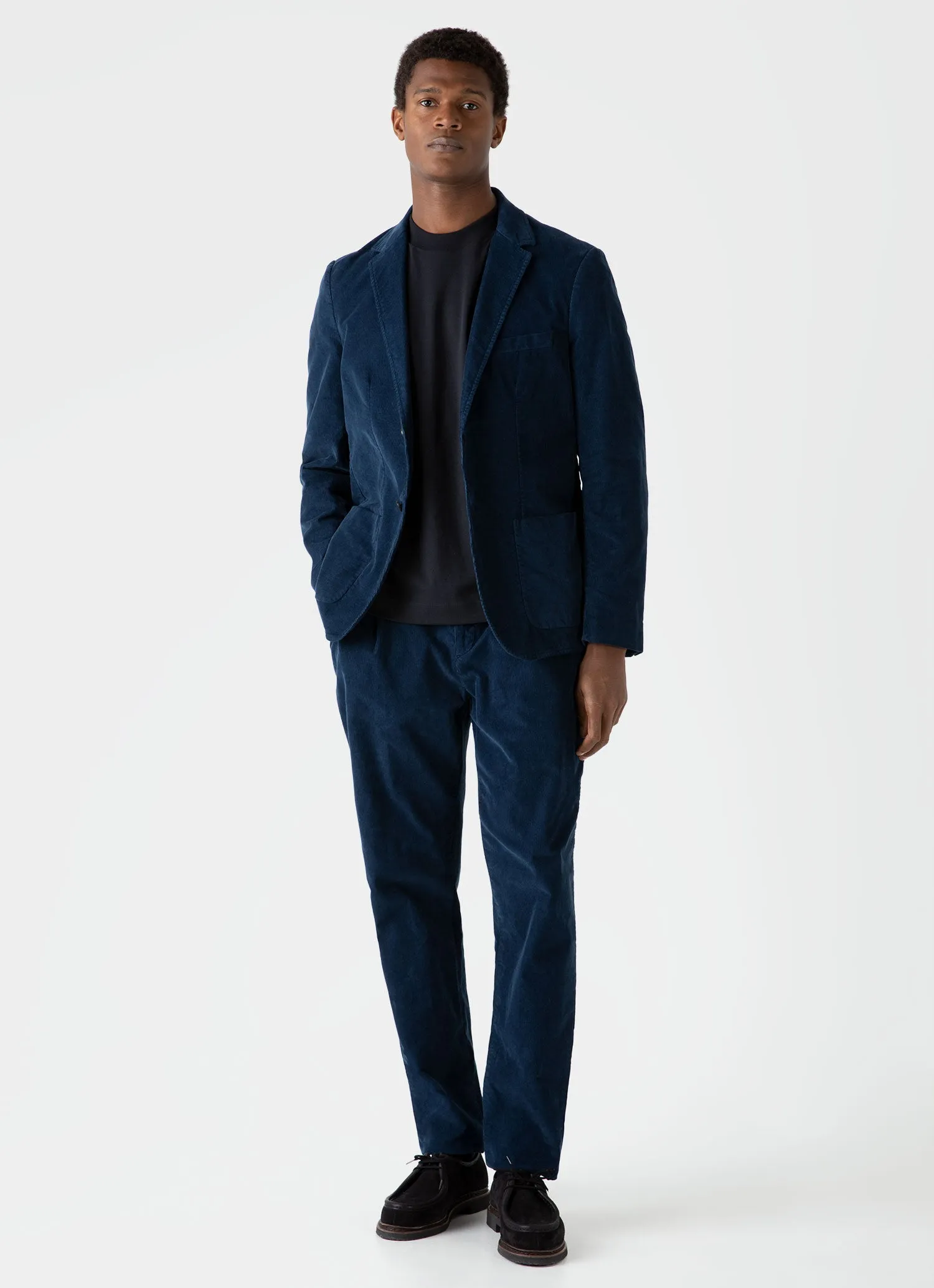 Men's Brushed Cotton T-shirt in Black sold by Sunspel product image thumbnail 3