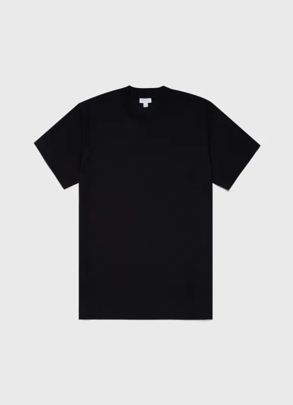 Men's Brushed Cotton T-shirt in Black sold by Sunspel