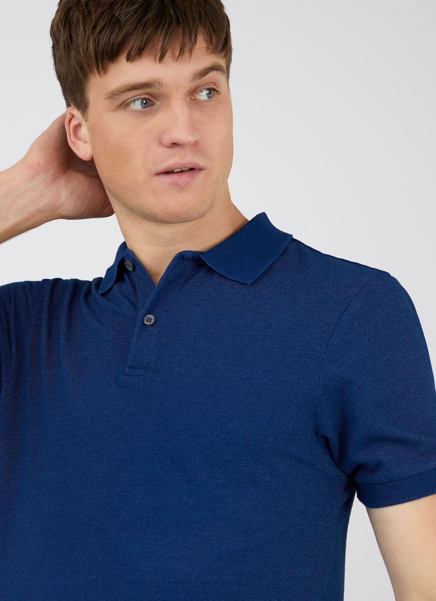 Men's Piqué Polo Shirt in Real Indigo sold by Sunspel product image thumbnail 5