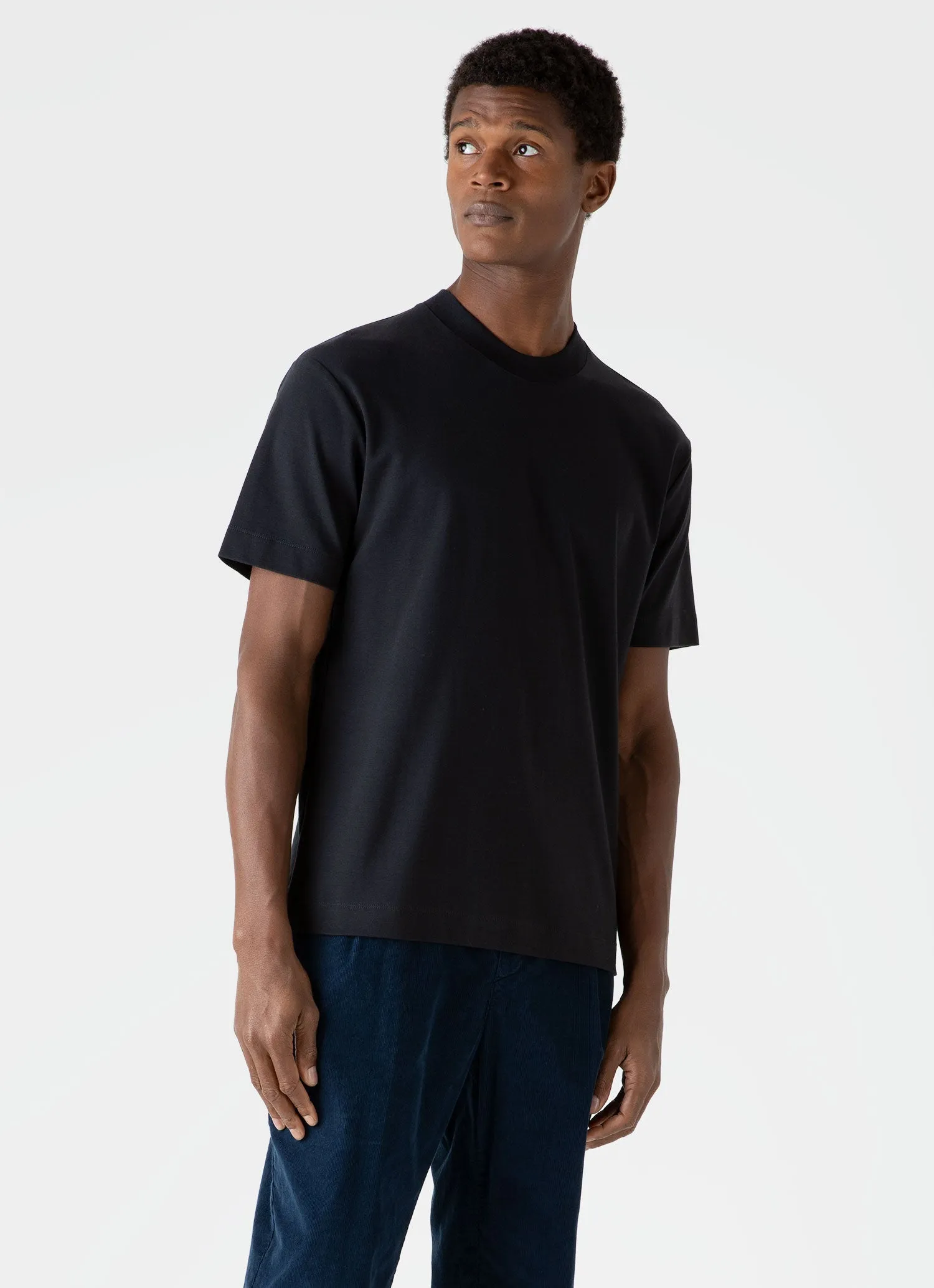 Men's Brushed Cotton T-shirt in Black sold by Sunspel product image thumbnail 2