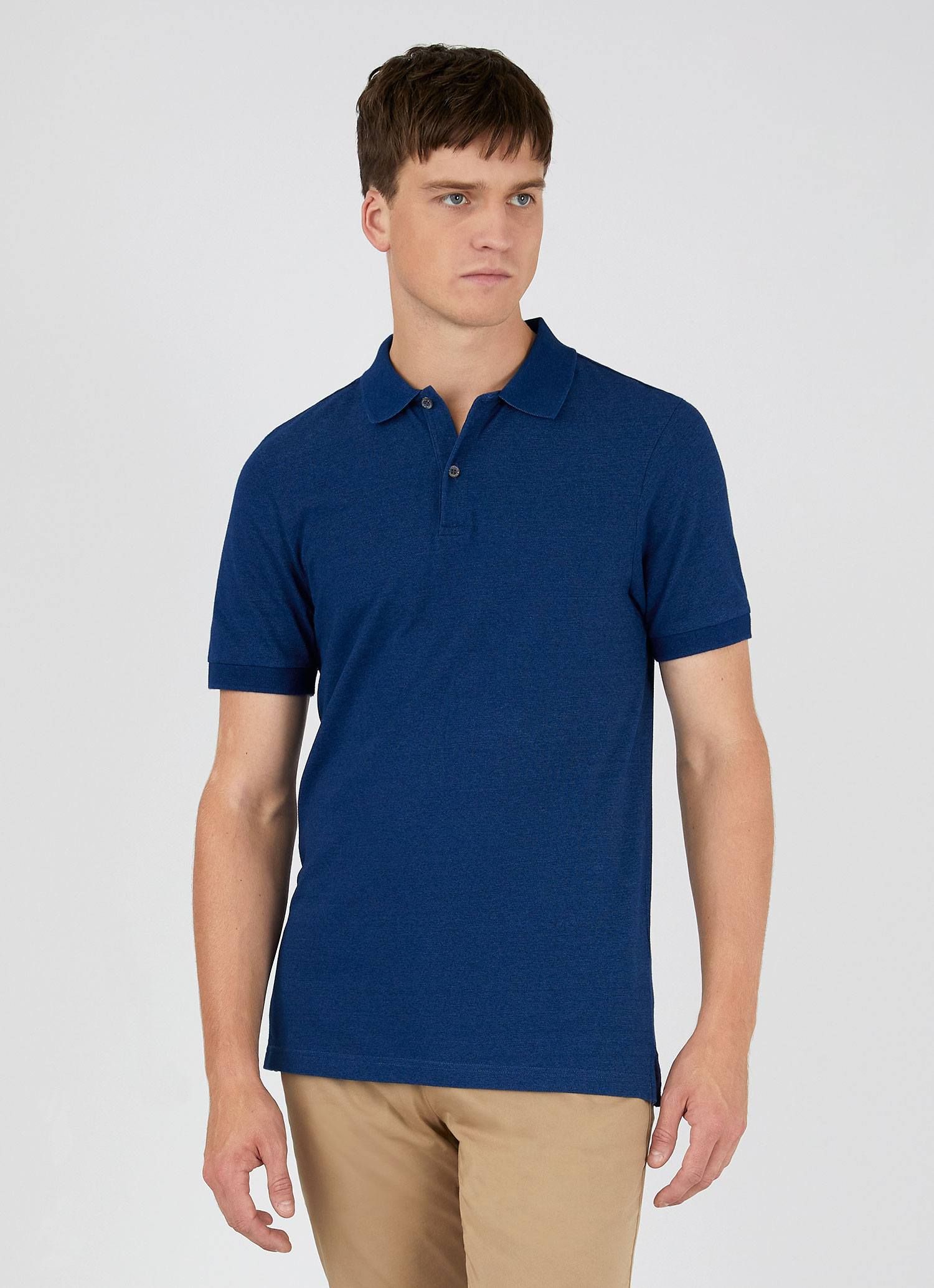 Men's Piqué Polo Shirt in Real Indigo sold by Sunspel product image thumbnail 2