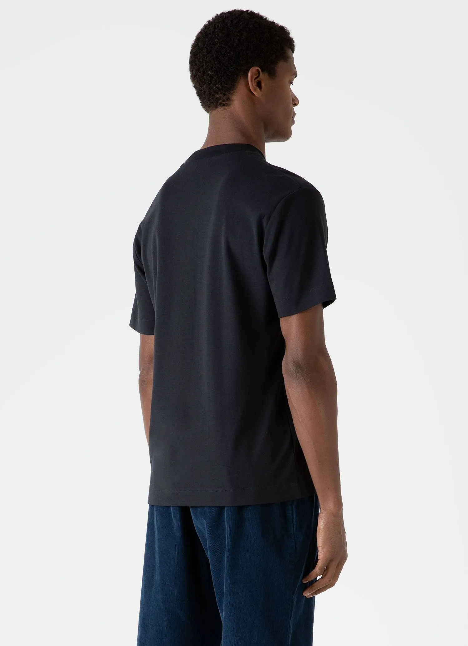 Men's Brushed Cotton T-shirt in Black sold by Sunspel product image thumbnail 4