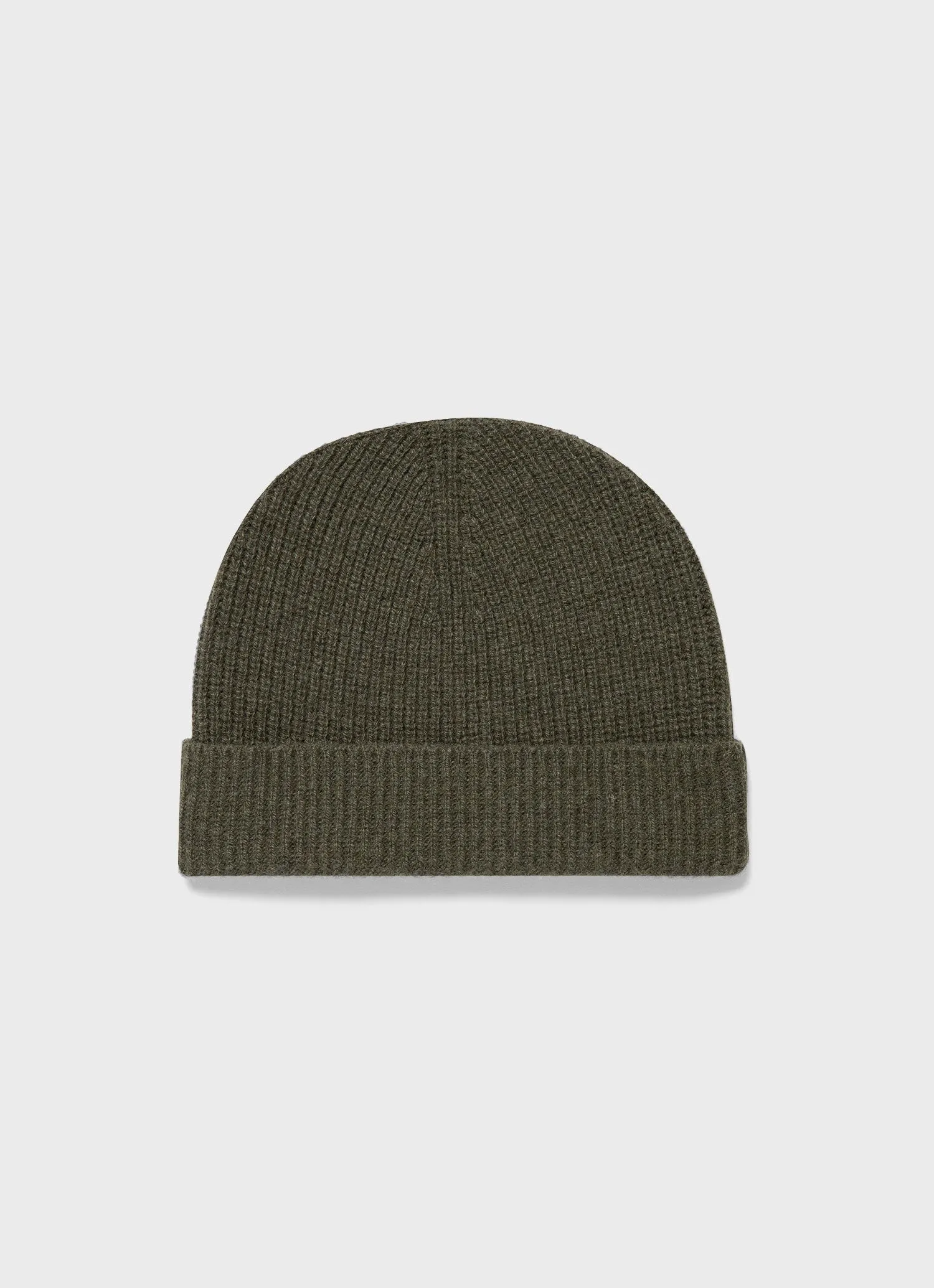 Cashmere Ribbed Hat in Khaki sold by Sunspel