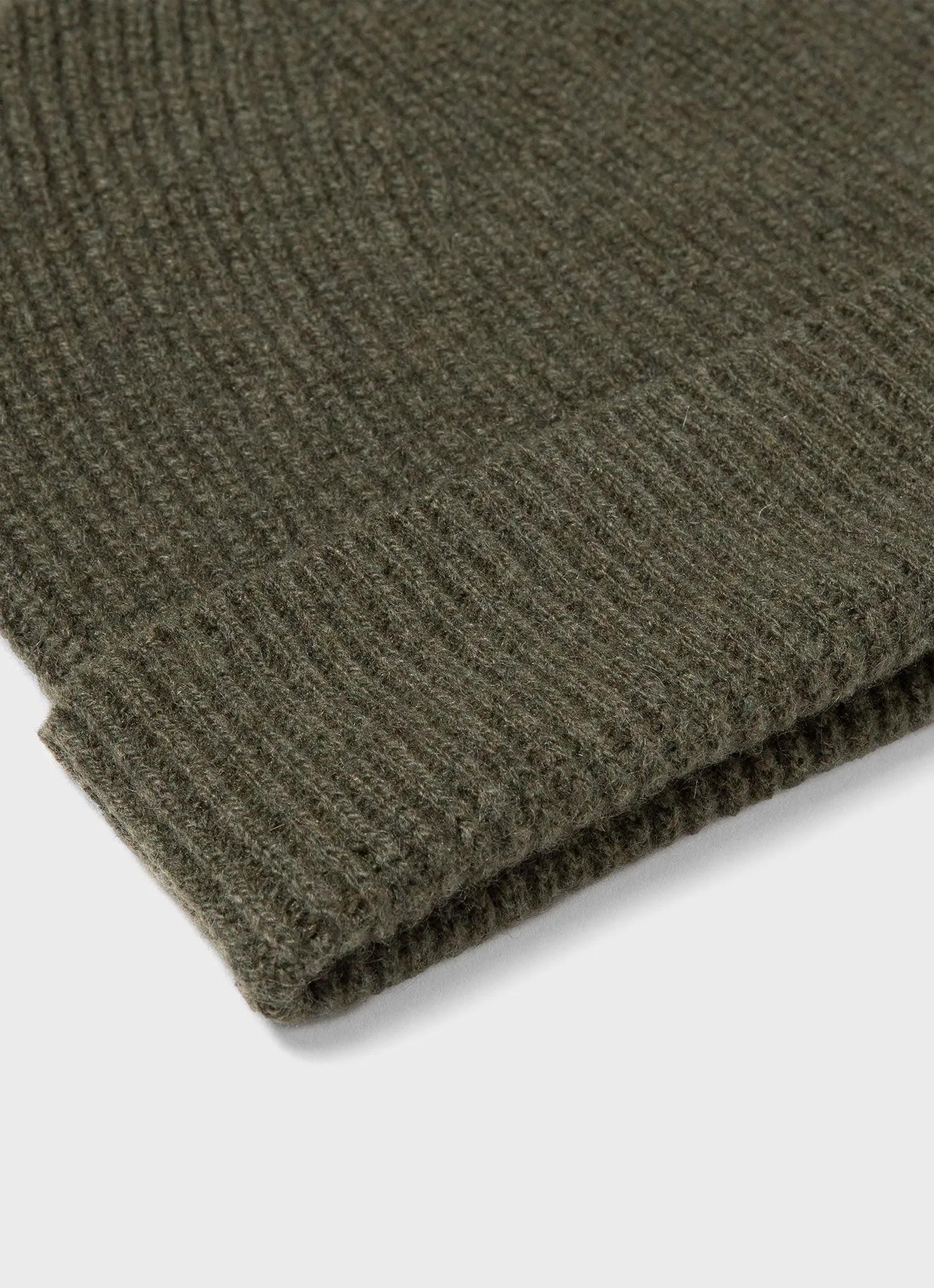 Cashmere Ribbed Hat in Khaki sold by Sunspel product image thumbnail 2