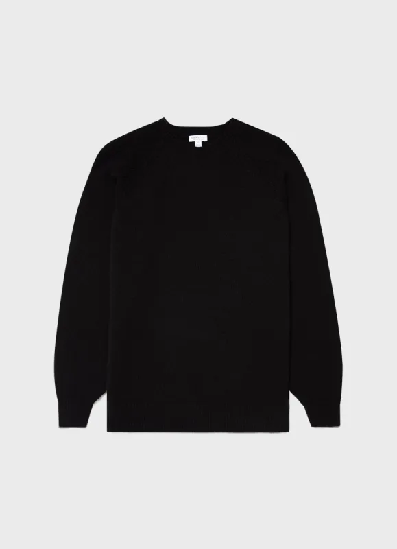 Men's Lambswool Crew Neck Jumper in Black sold by Sunspel