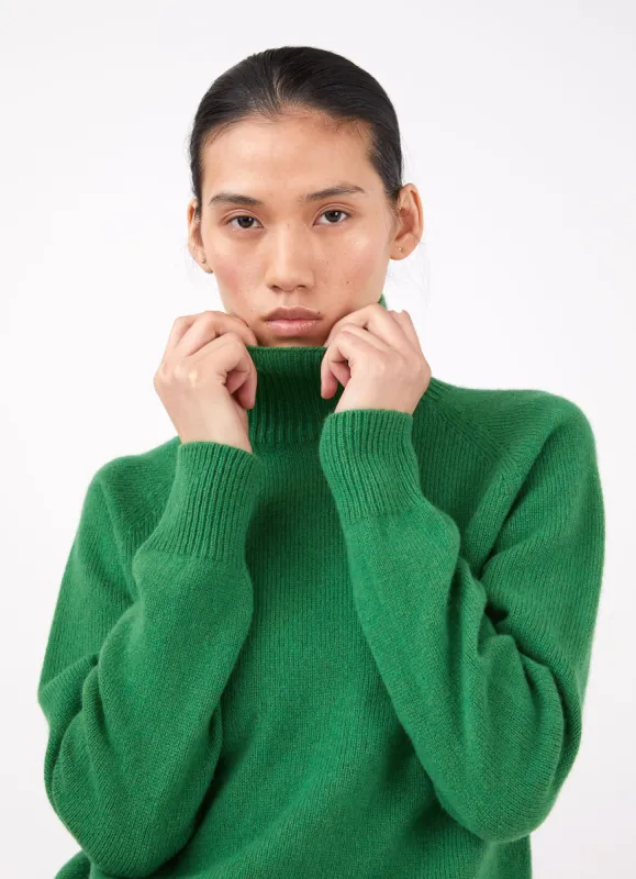 Women's Lambswool Funnel Neck Jumper in Bright Green sold by Sunspel