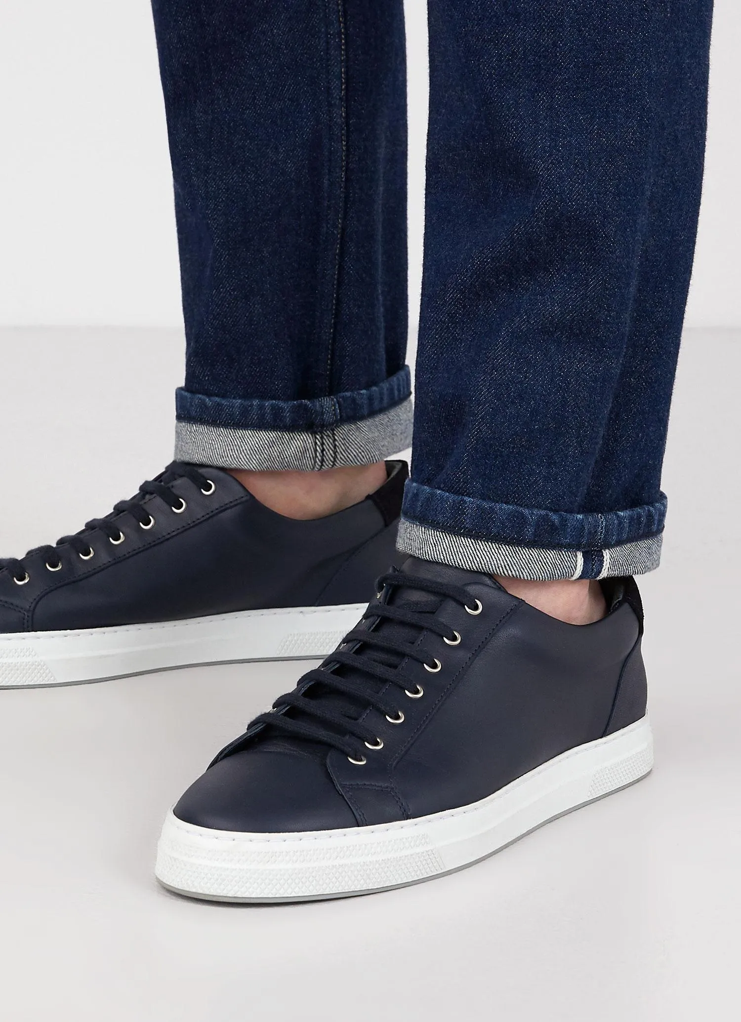 Men's Leather Tennis Shoes in Navy sold by Sunspel product image thumbnail 3