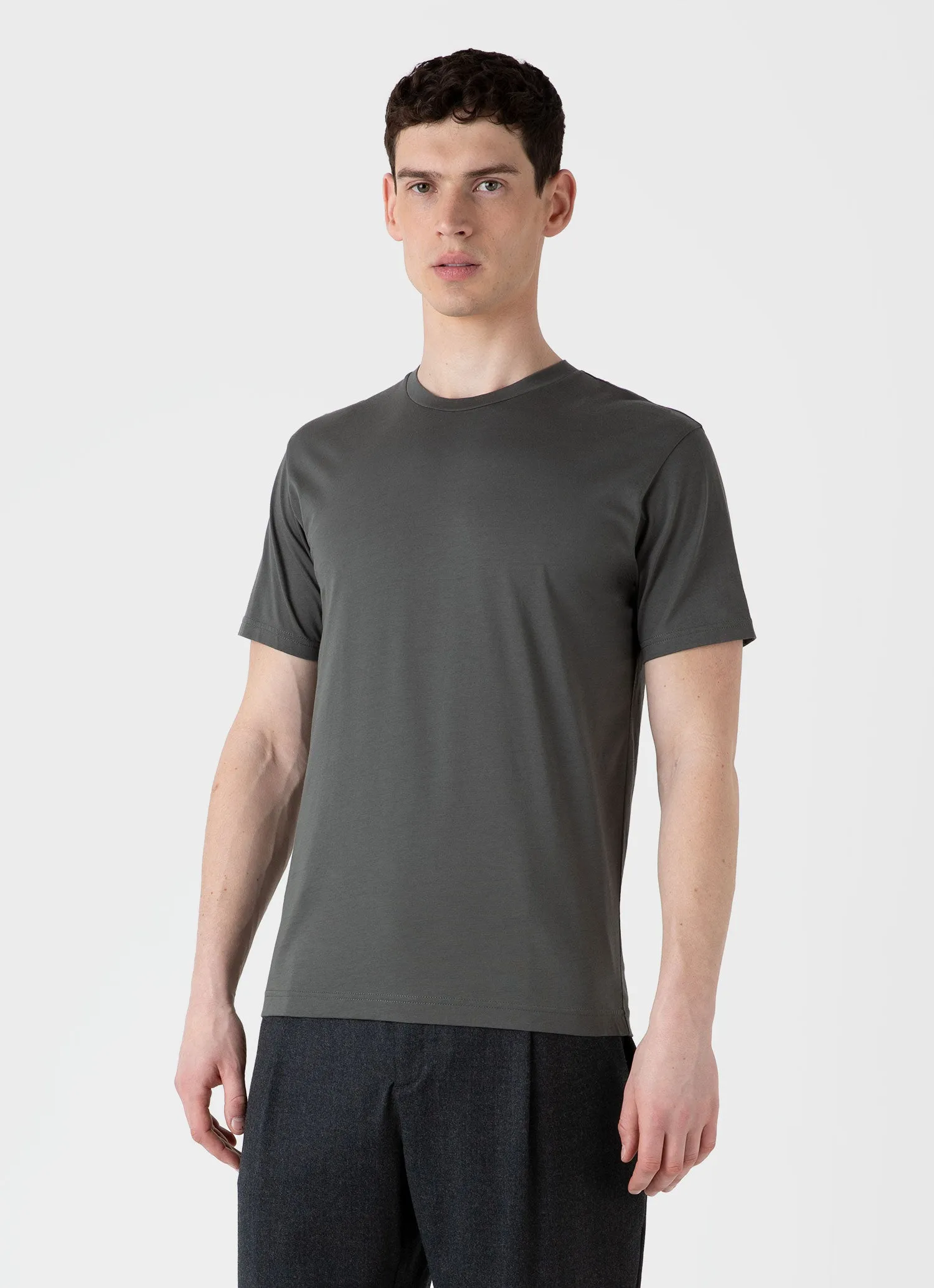 Men's Riviera Midweight T-shirt in Drill Green sold by Sunspel product image thumbnail 2