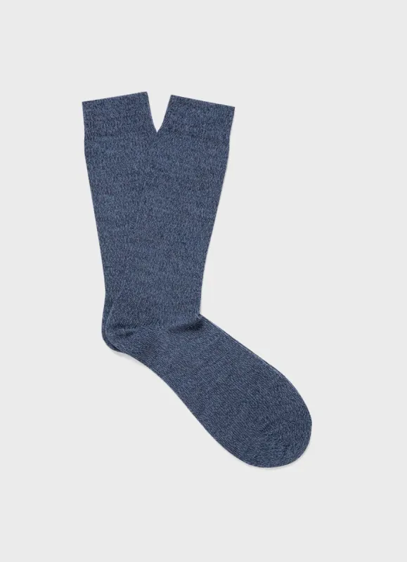 Men's Merino Wool Socks in Slate Blue Twist sold by Sunspel