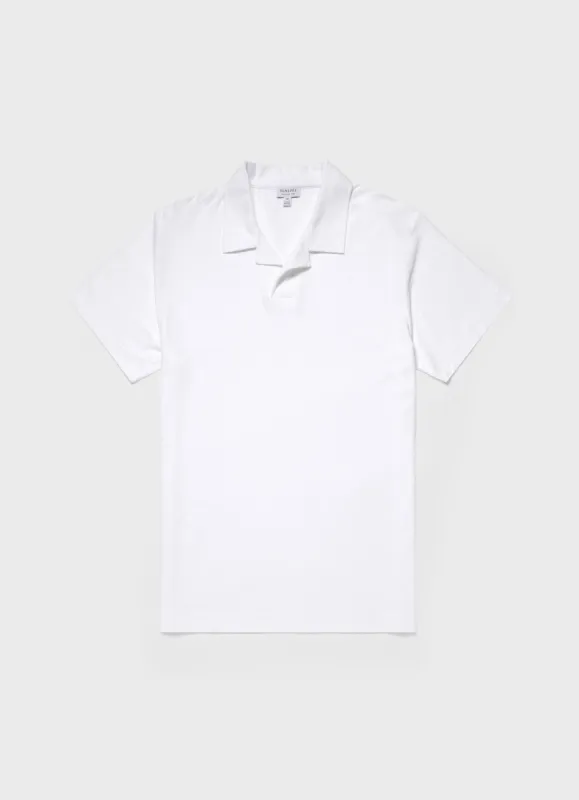 Men's Towelling Polo Shirt in White sold by Sunspel