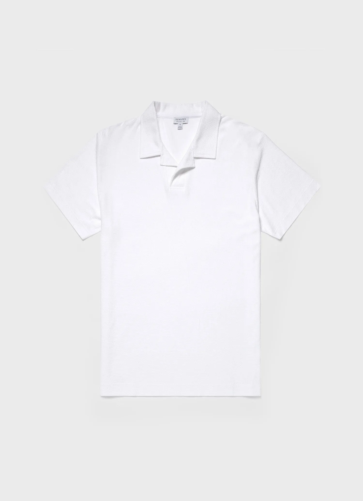Men's Towelling Polo Shirt in White sold by Sunspel