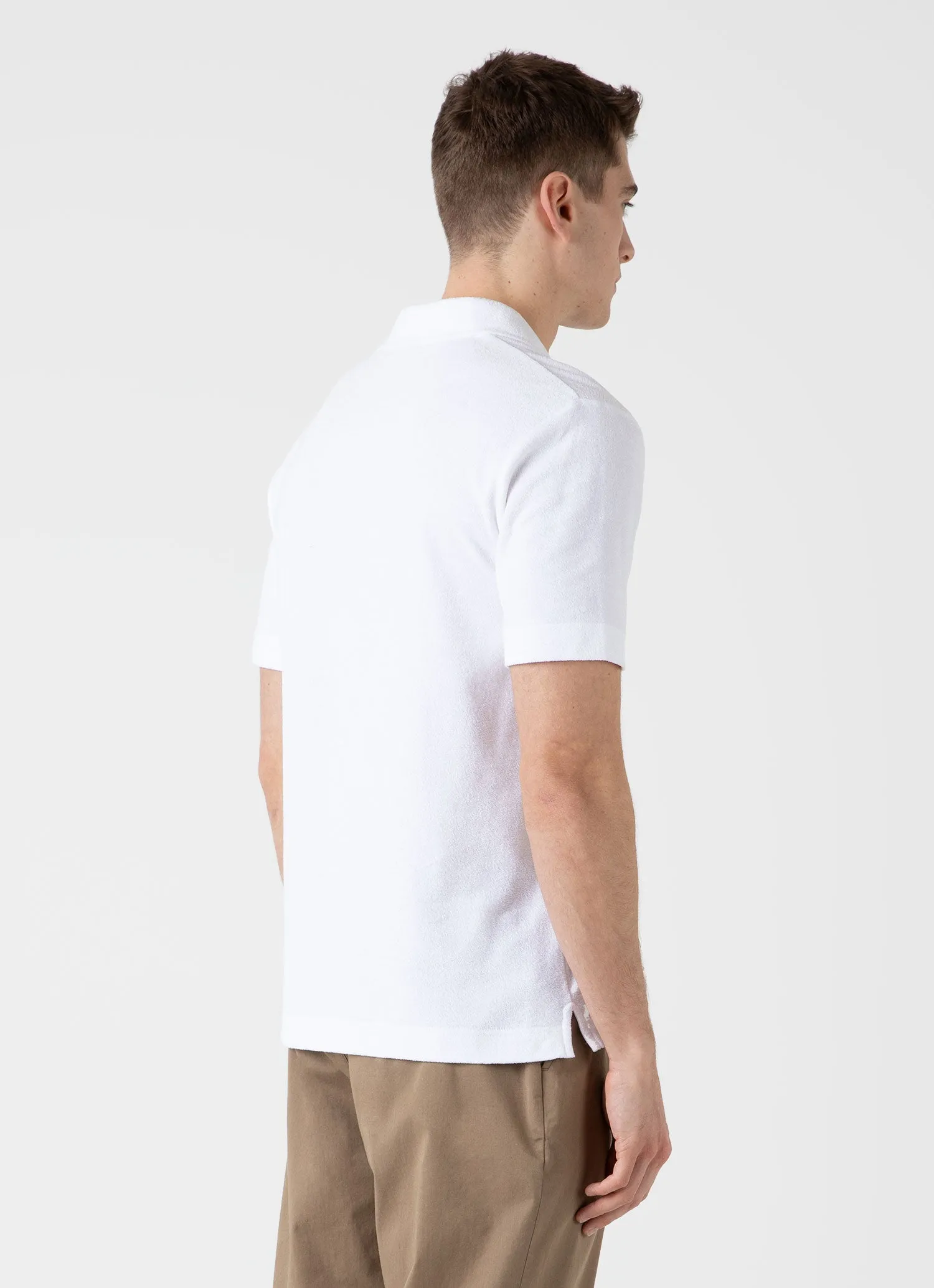 Men's Towelling Polo Shirt in White sold by Sunspel product image thumbnail 5