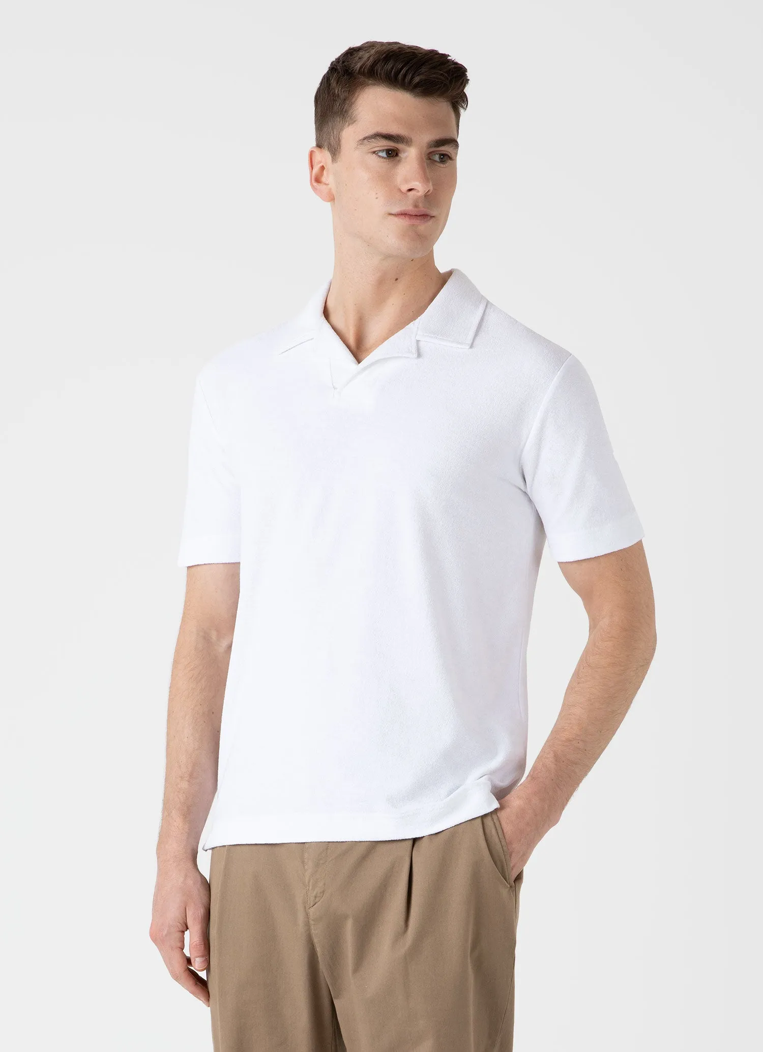 Men's Towelling Polo Shirt in White sold by Sunspel product image thumbnail 2