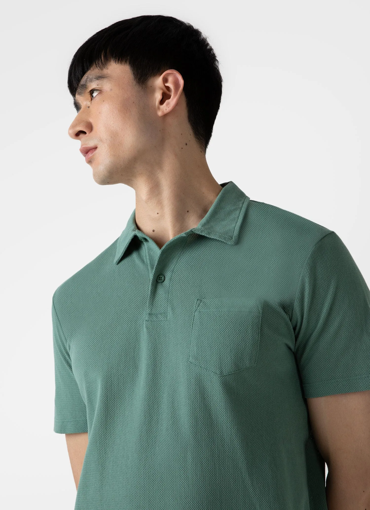 Men's Riviera Polo Shirt in Light Pine sold by Sunspel product image thumbnail 5