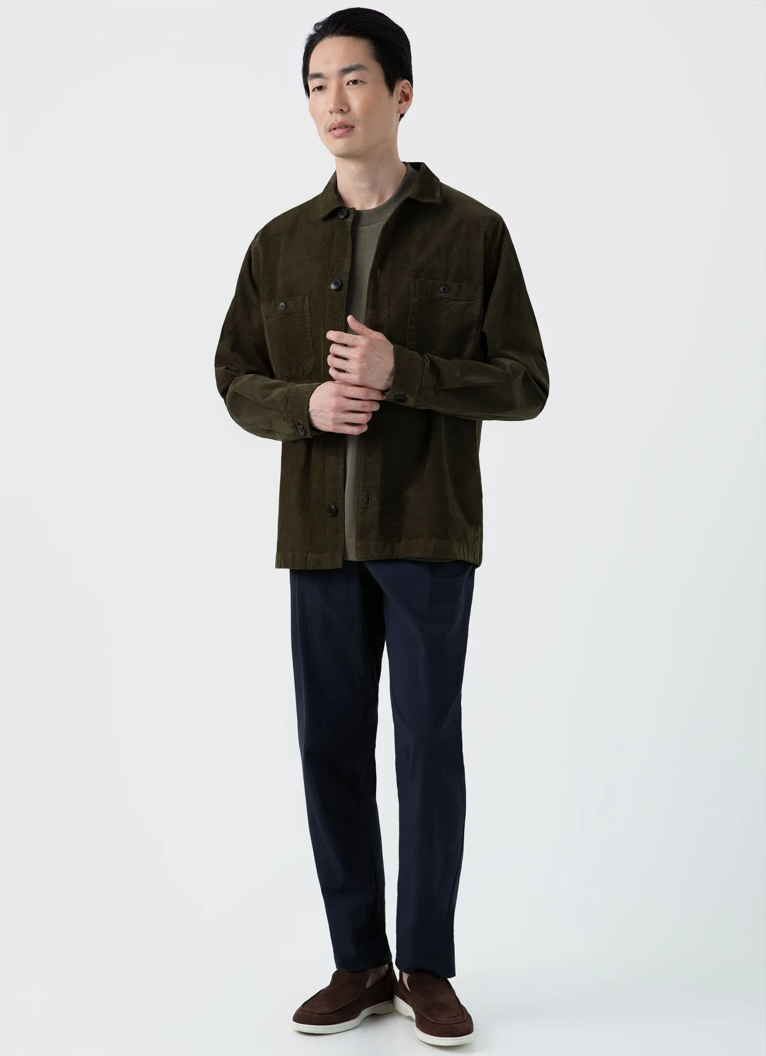 Men's Relaxed Fit Heavyweight T-shirt in Khaki sold by Sunspel product image thumbnail 3
