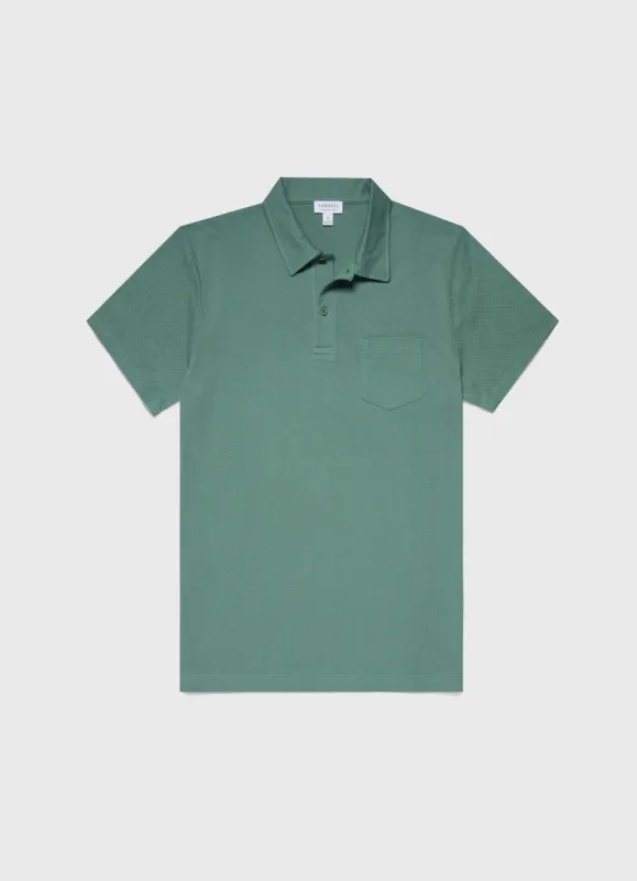 Men's Riviera Polo Shirt in Light Pine sold by Sunspel