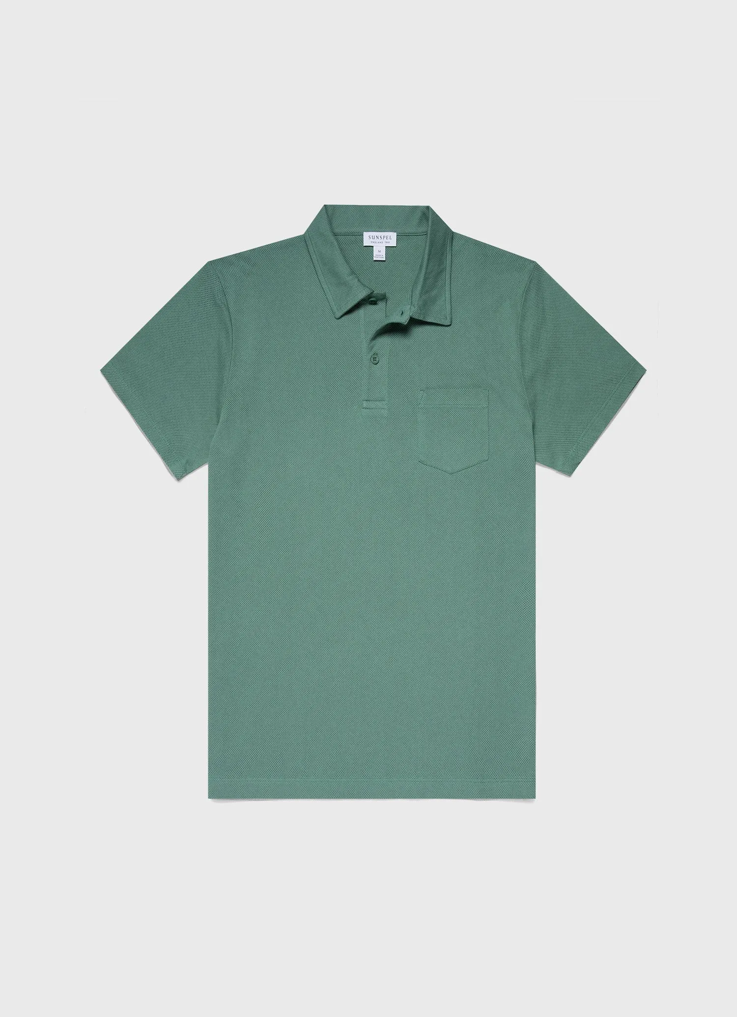 Men's Riviera Polo Shirt in Light Pine sold by Sunspel