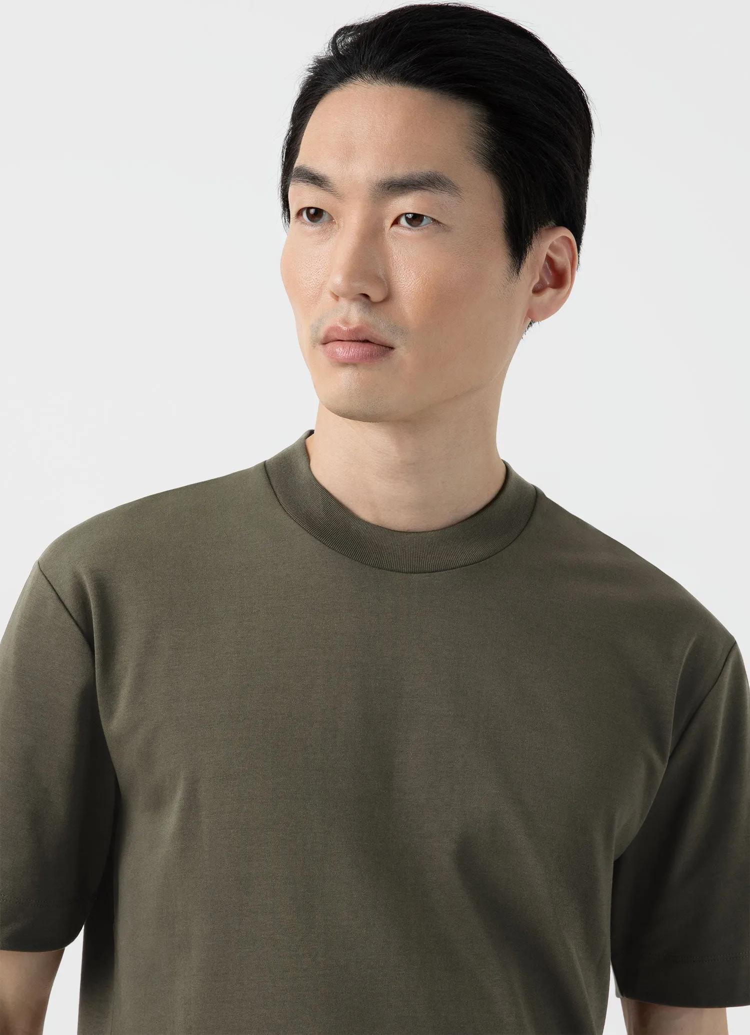 Men's Relaxed Fit Heavyweight T-shirt in Khaki sold by Sunspel product image thumbnail 5
