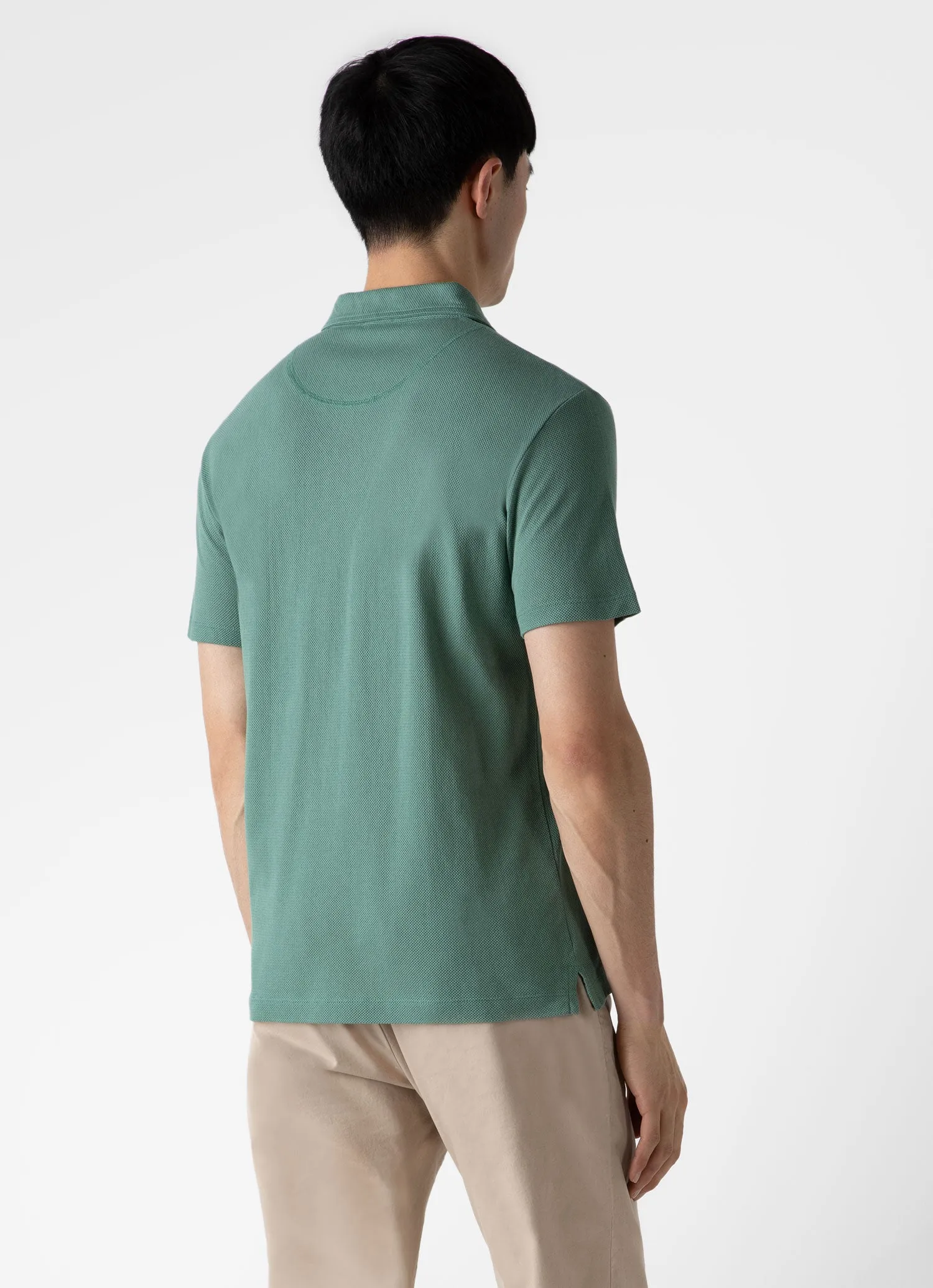 Men's Riviera Polo Shirt in Light Pine sold by Sunspel product image thumbnail 4