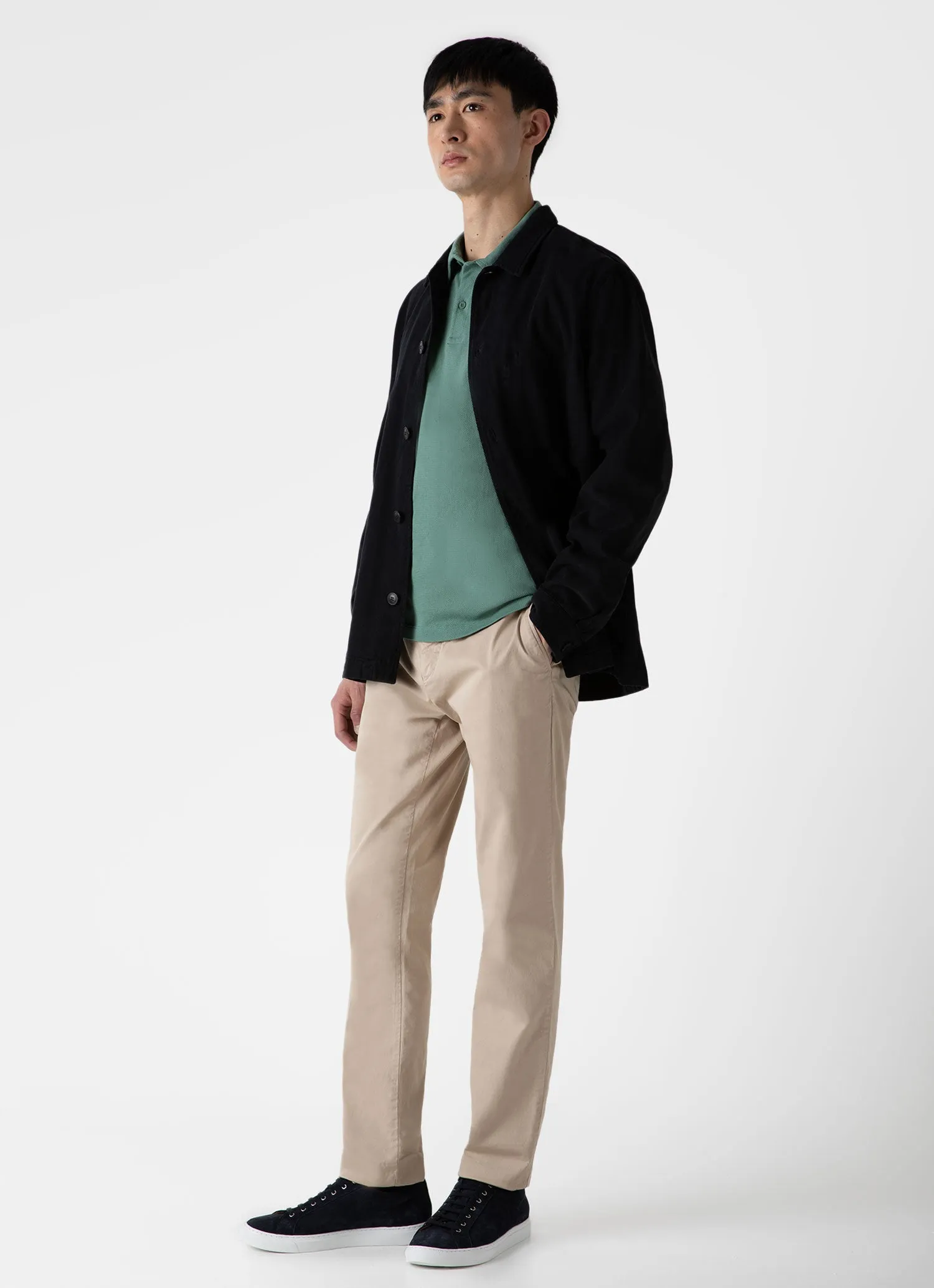 Men's Riviera Polo Shirt in Light Pine sold by Sunspel product image thumbnail 3