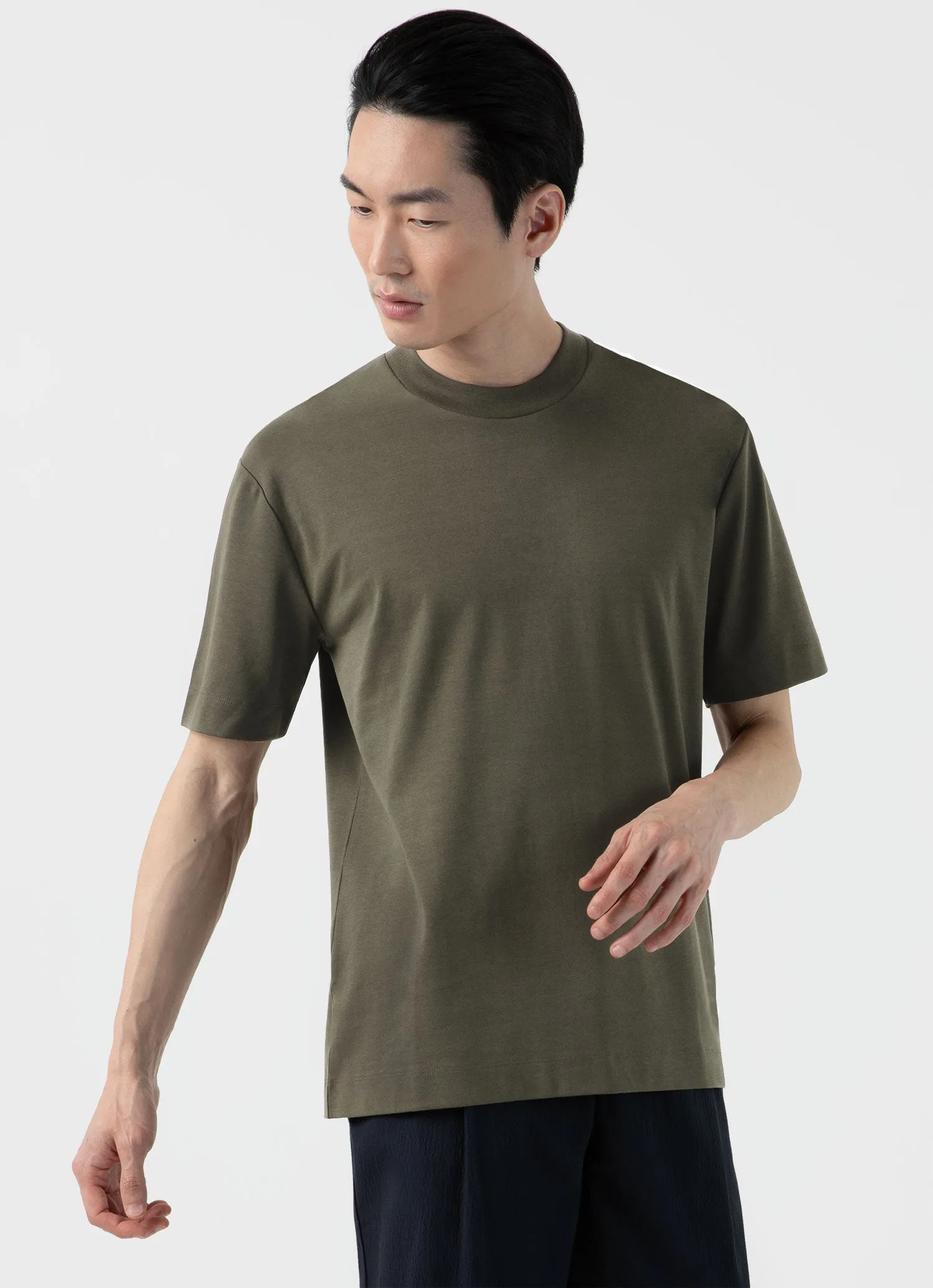 Men's Relaxed Fit Heavyweight T-shirt in Khaki sold by Sunspel product image thumbnail 2