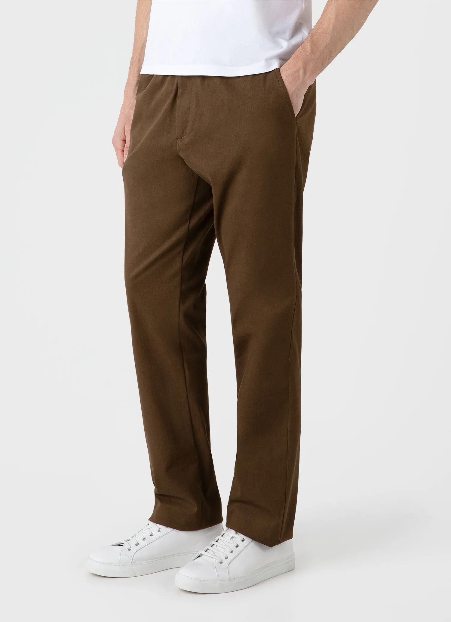 Men's Brushed Cotton Wool Drawstring Trouser in Dark Stone sold by Sunspel product image thumbnail 3
