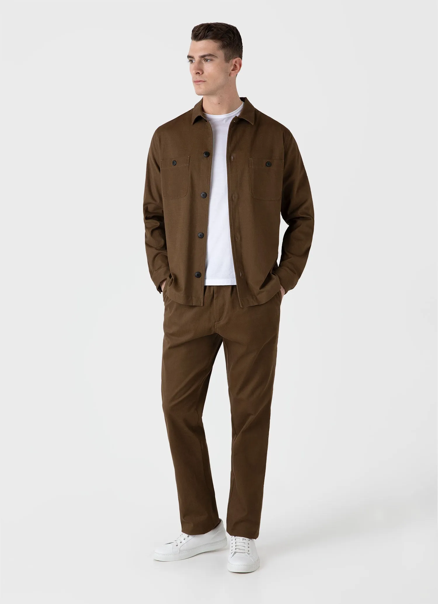 Men's Brushed Cotton Wool Drawstring Trouser in Dark Stone sold by Sunspel product image thumbnail 2