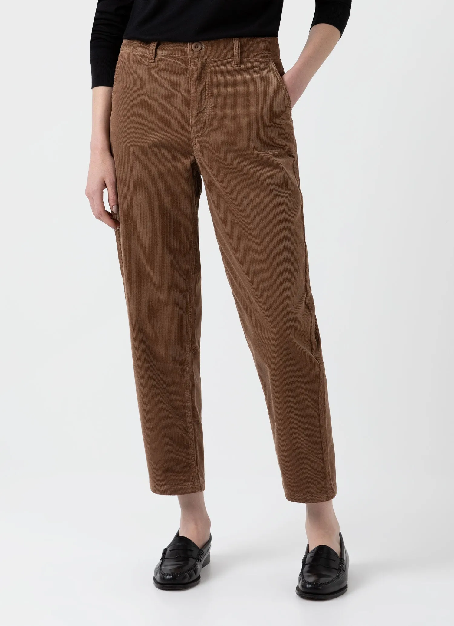 Women's Corduroy Trouser in Dark Camel sold by Sunspel