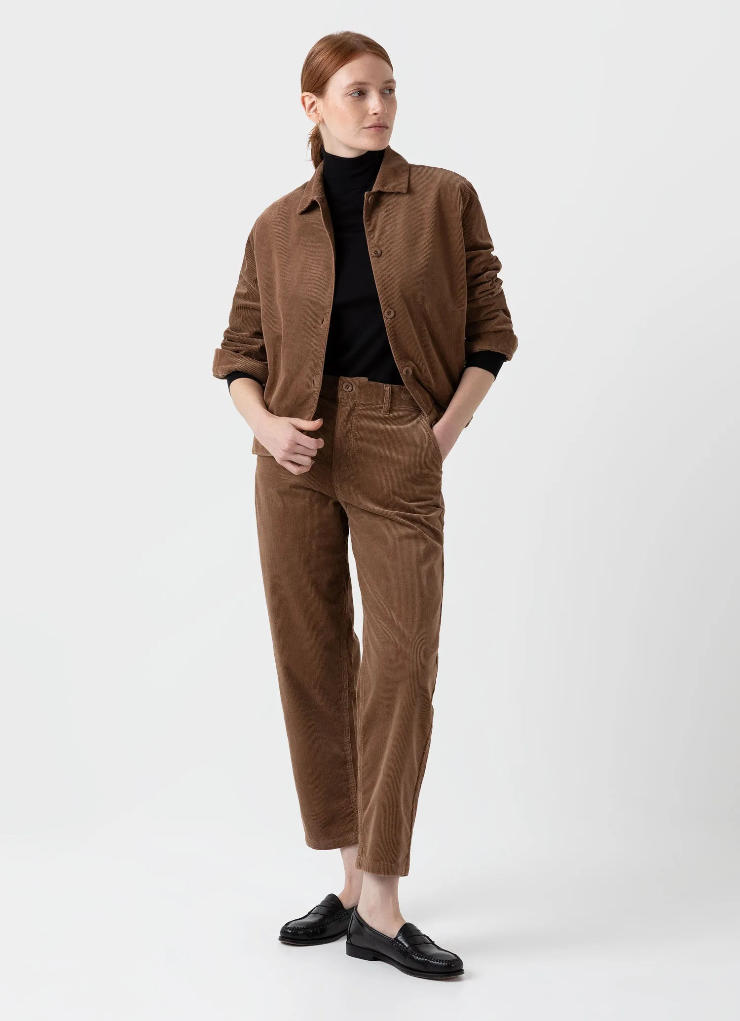 Women's Corduroy Trouser in Dark Camel sold by Sunspel product image thumbnail 2