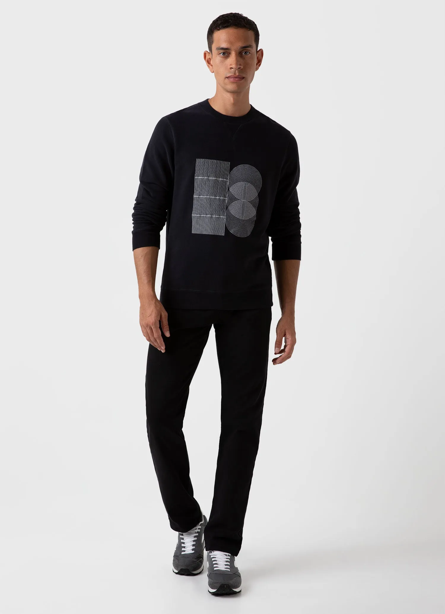 Men's Craig Ward Embroidered Sweatshirt in Black sold by Sunspel product image thumbnail 3