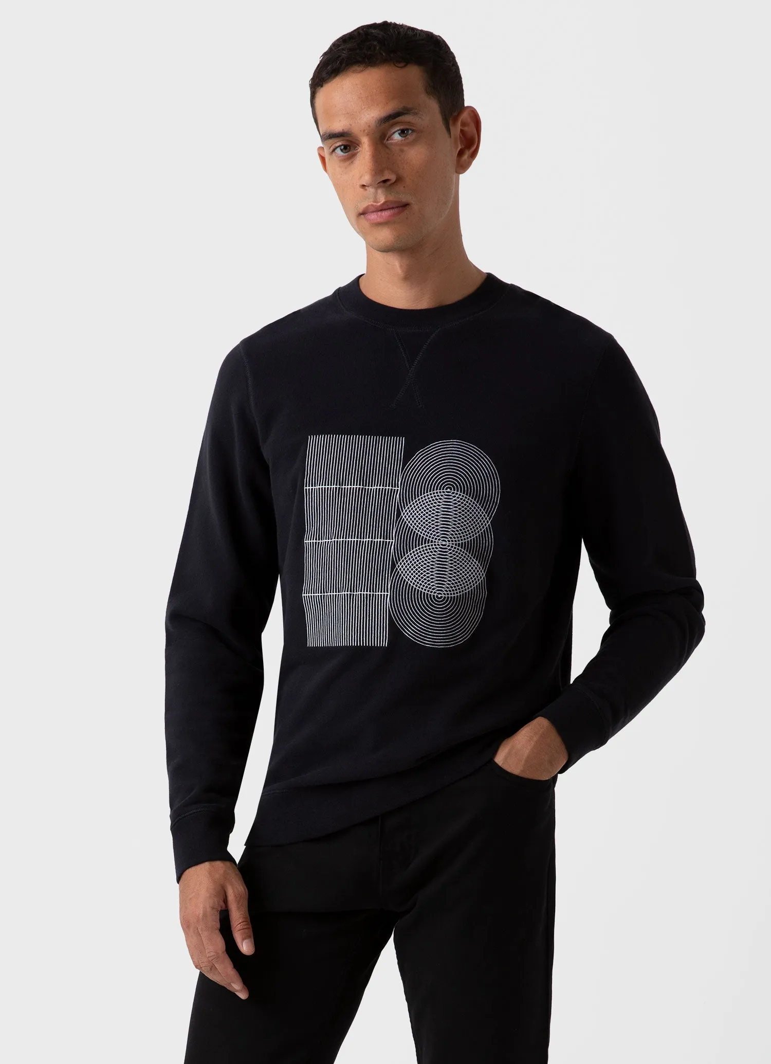 Men's Craig Ward Embroidered Sweatshirt in Black sold by Sunspel product image thumbnail 2