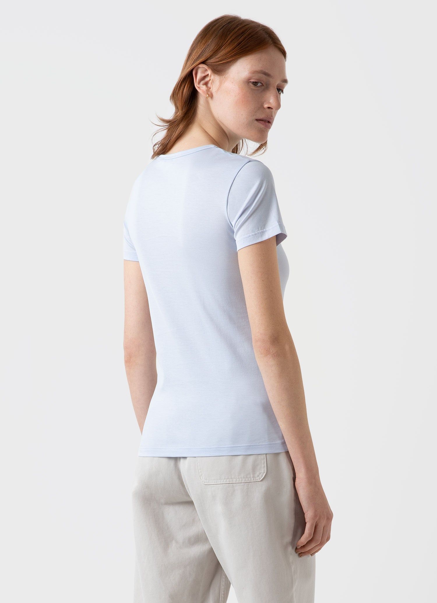 Women's Classic T-shirt in Pastel Blue sold by Sunspel product image thumbnail 4
