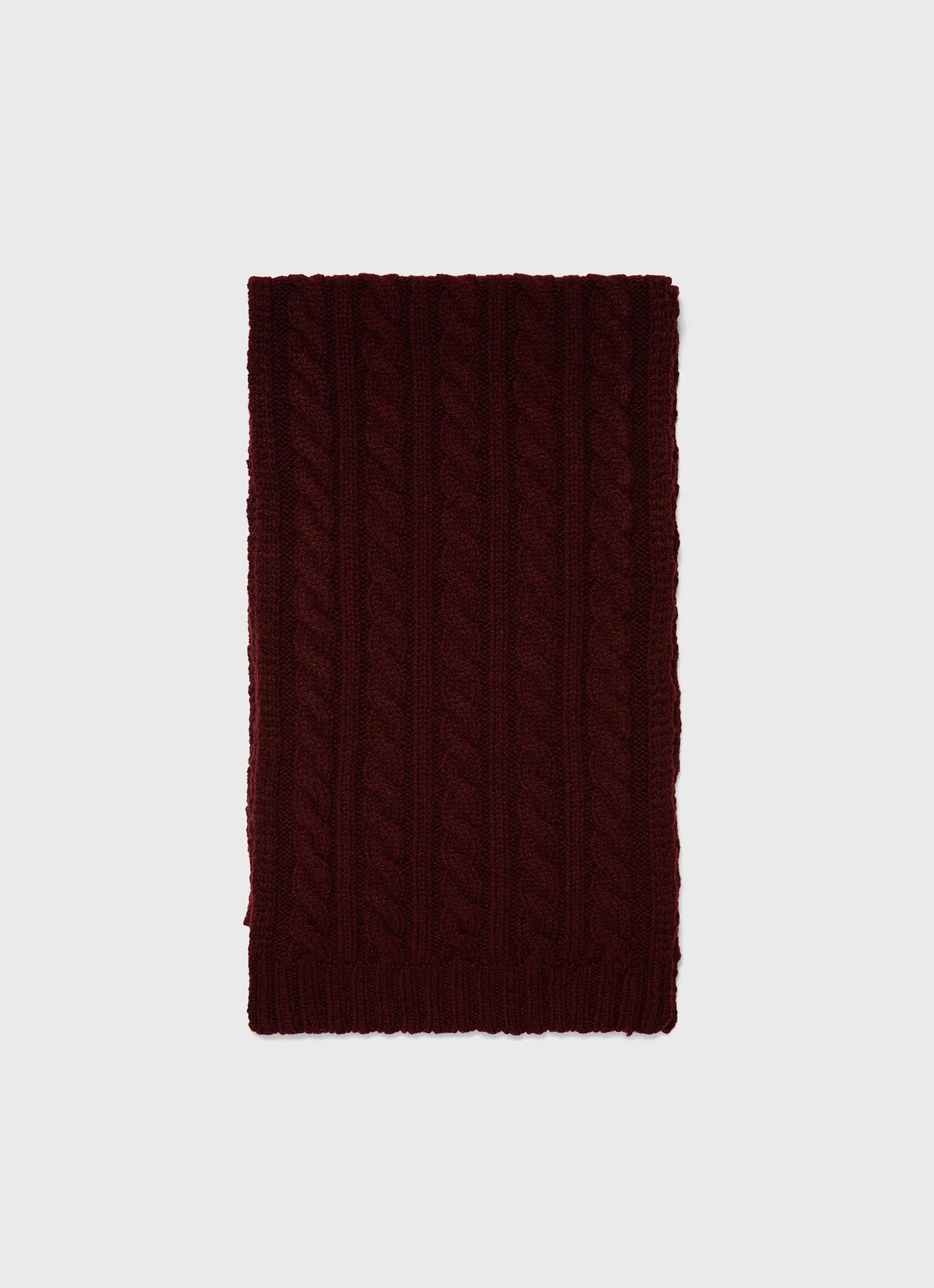 Lambswool Cable Scarf in Maroon sold by Sunspel